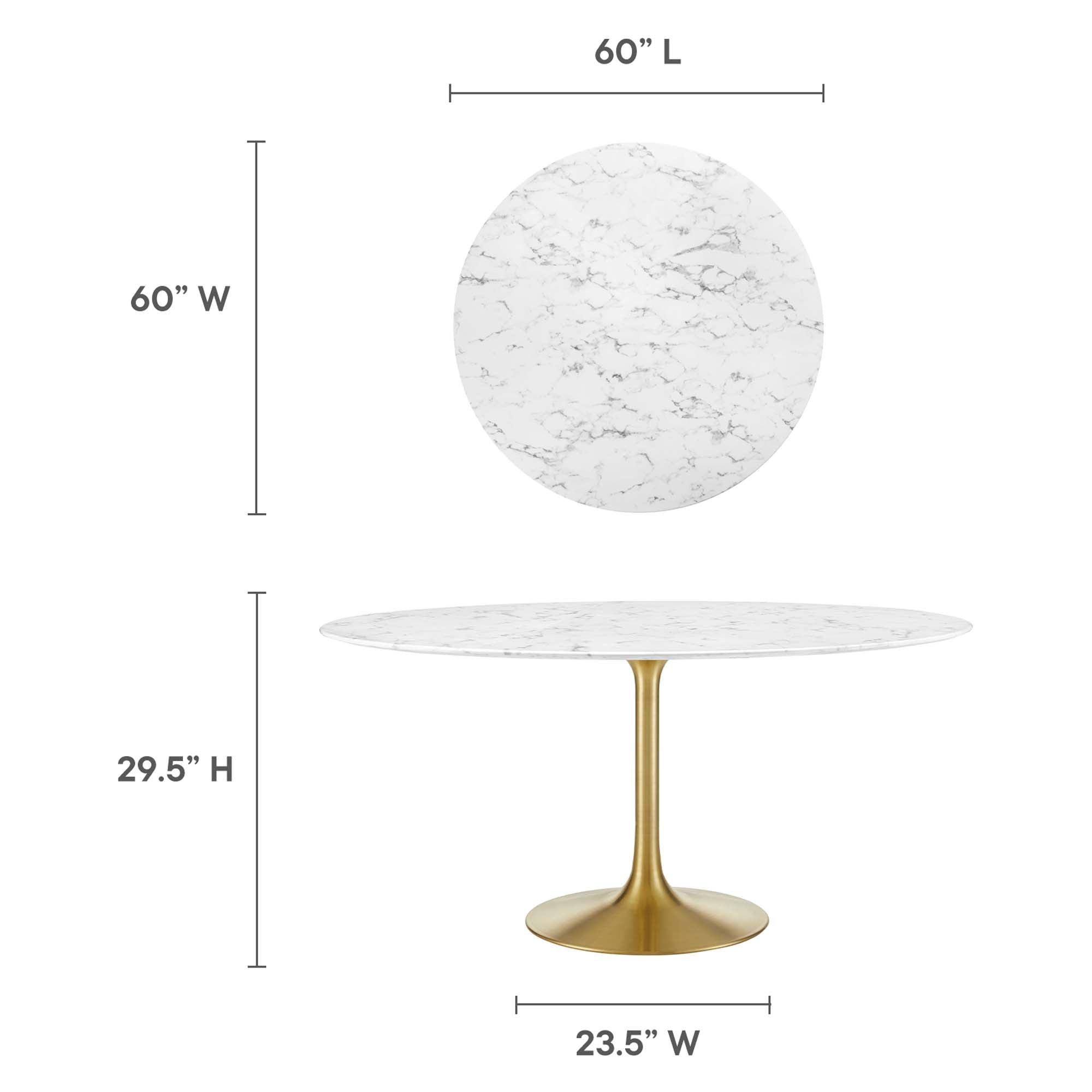 Lippa 60" Round Faux Marble Dining Table