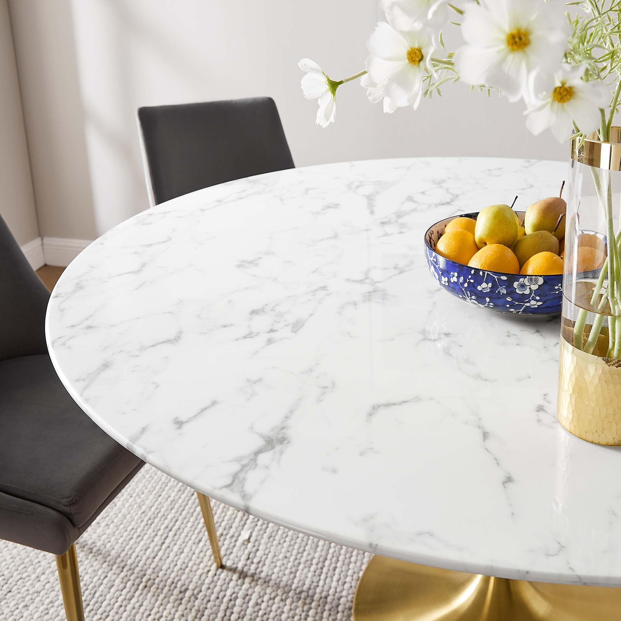 Lippa 60" Round Faux Marble Dining Table