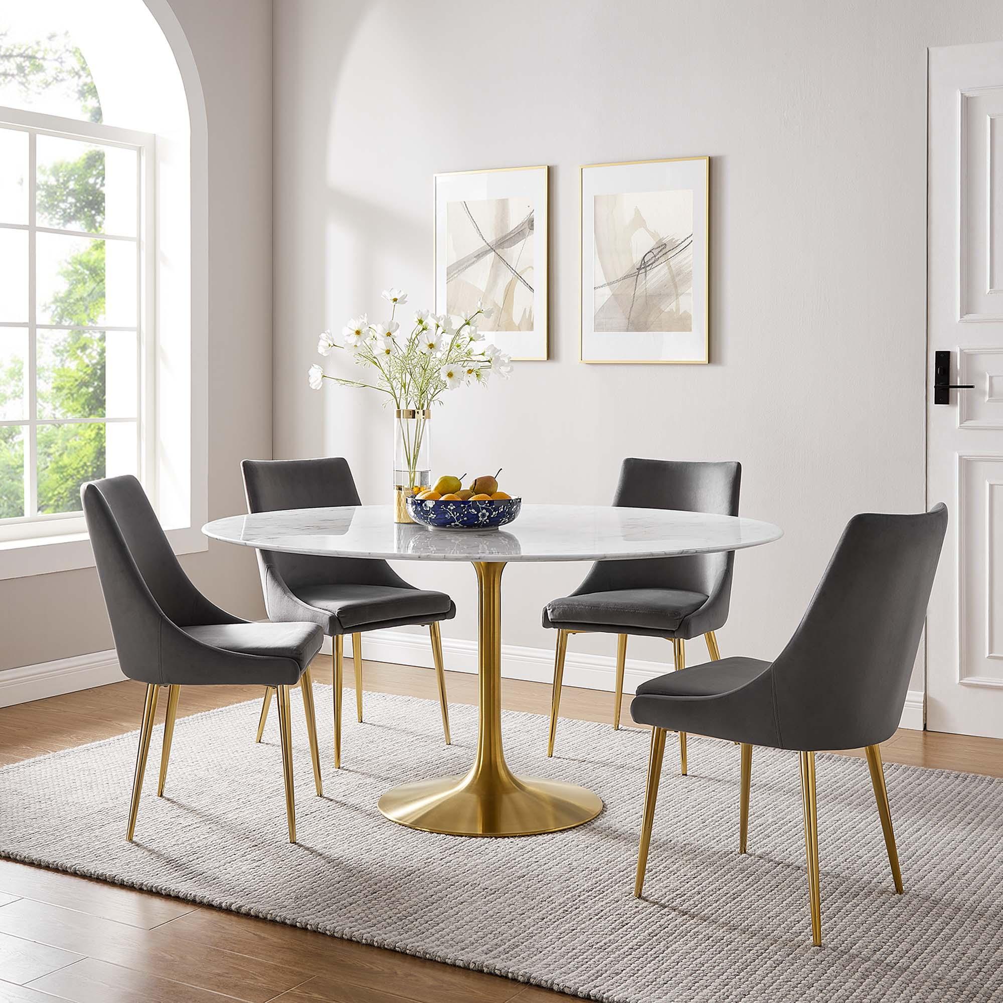 Lippa 60" Round Faux Marble Dining Table