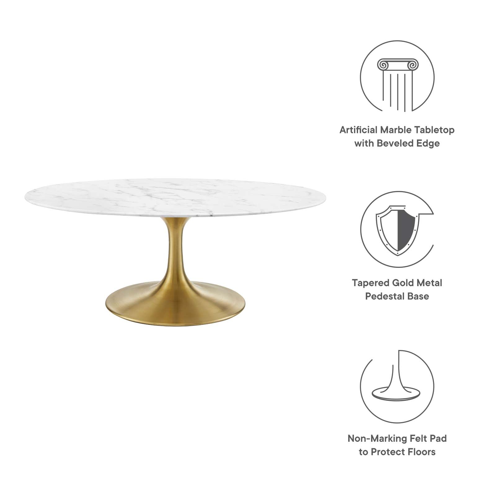 Lippa 42" Oval-Shaped Artifical Coffee Table-Coffee Table-Modway-Wall2Wall Furnishings