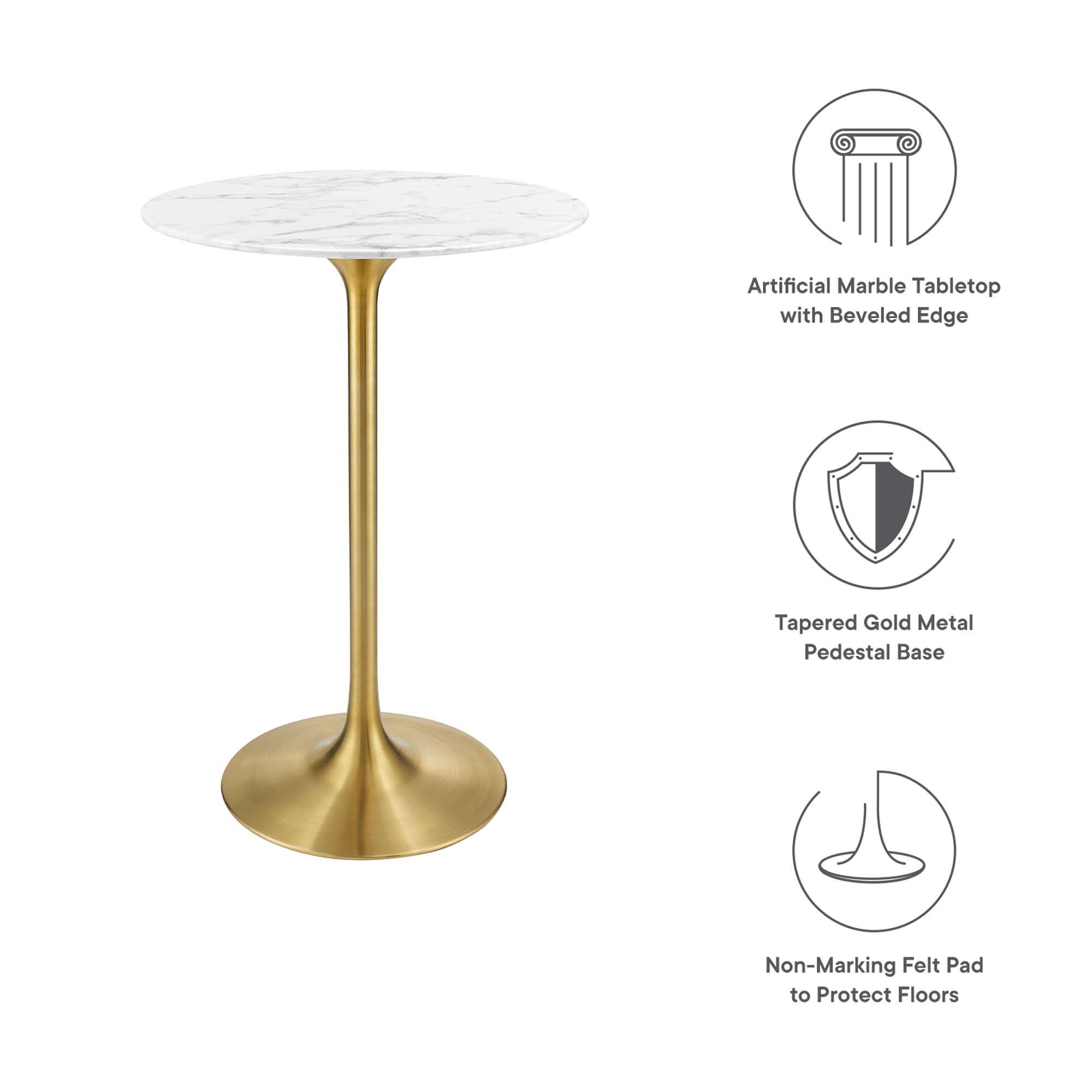 Lippa 28" Round Faux Marble Bar Table