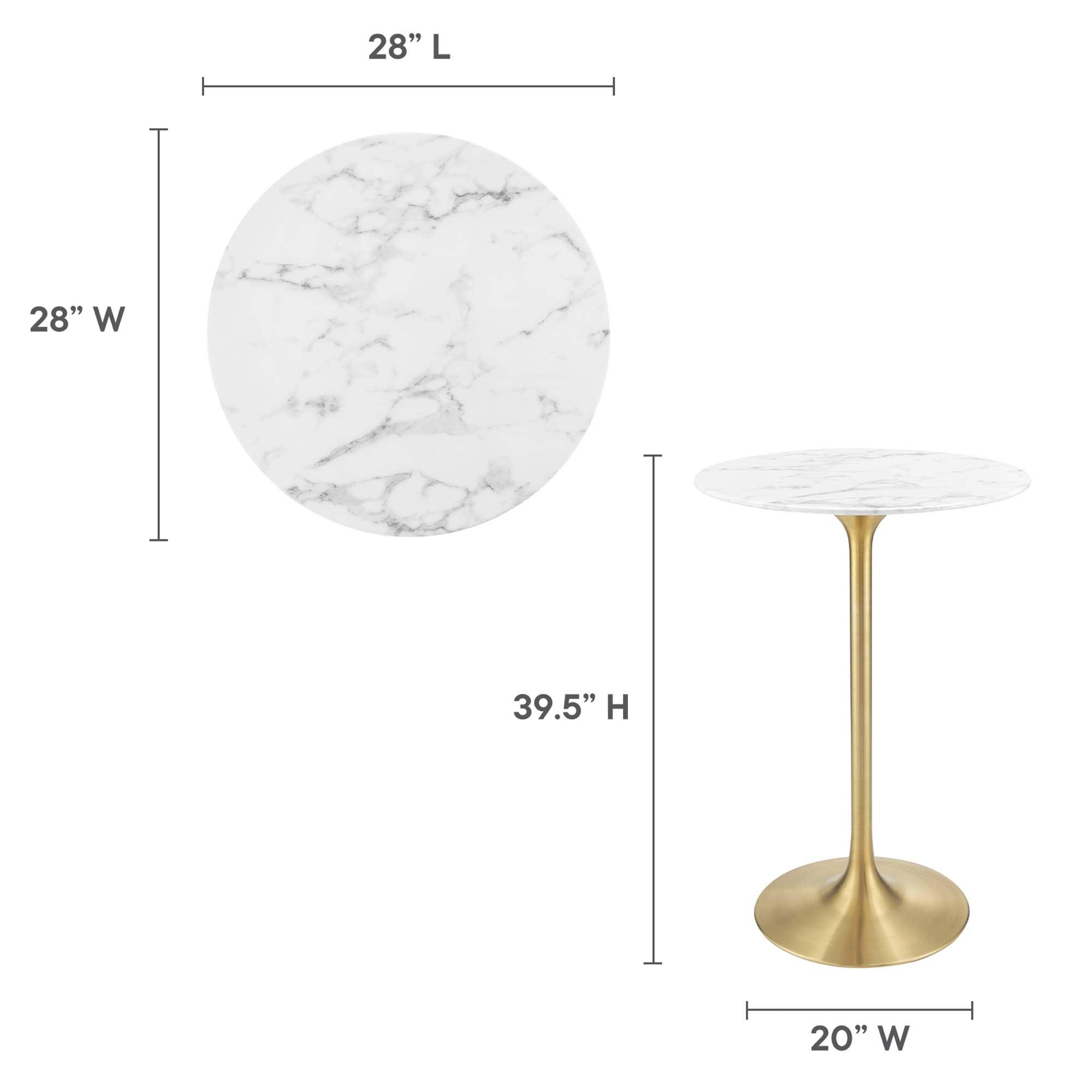 Lippa 28" Round Faux Marble Bar Table