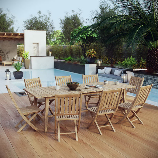 Marina 9 Piece Outdoor Patio Teak Dining Set