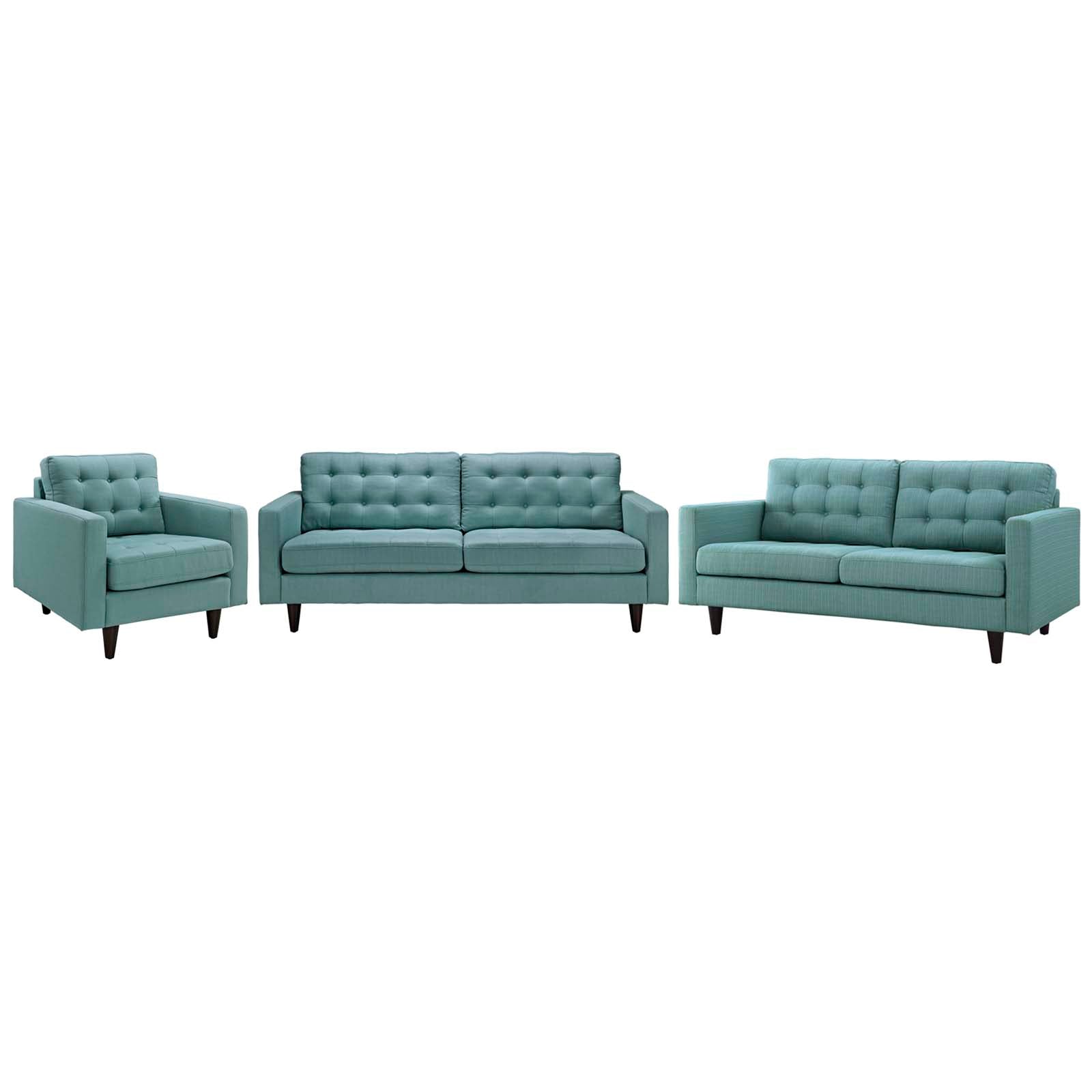 Empress Sofa, Loveseat and Armchair Set of 3-Sofa Set-Modway-Wall2Wall Furnishings