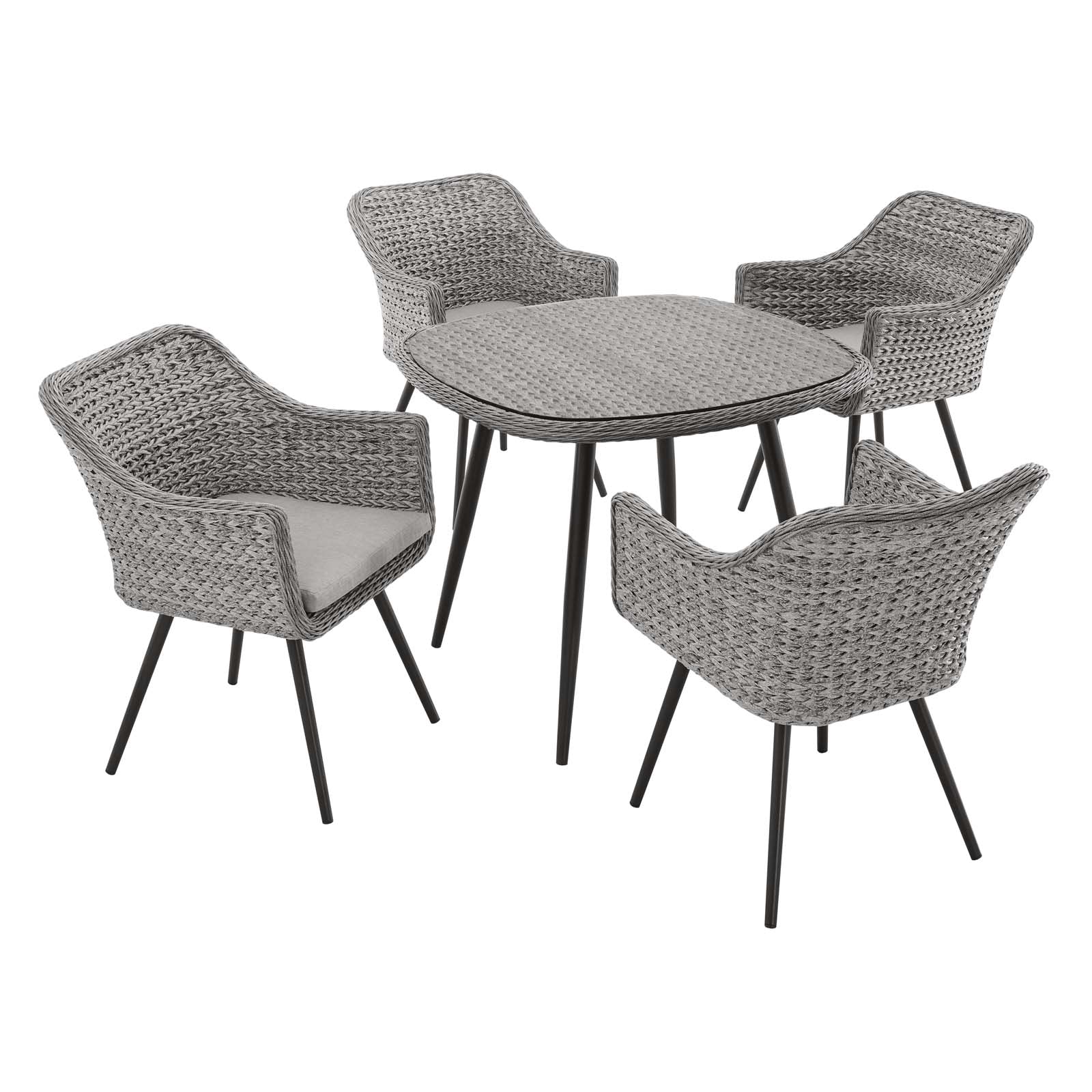 Endeavor 5 Piece Outdoor Patio Wicker Rattan Dining Set-Outdoor Dining Set-Modway-Wall2Wall Furnishings