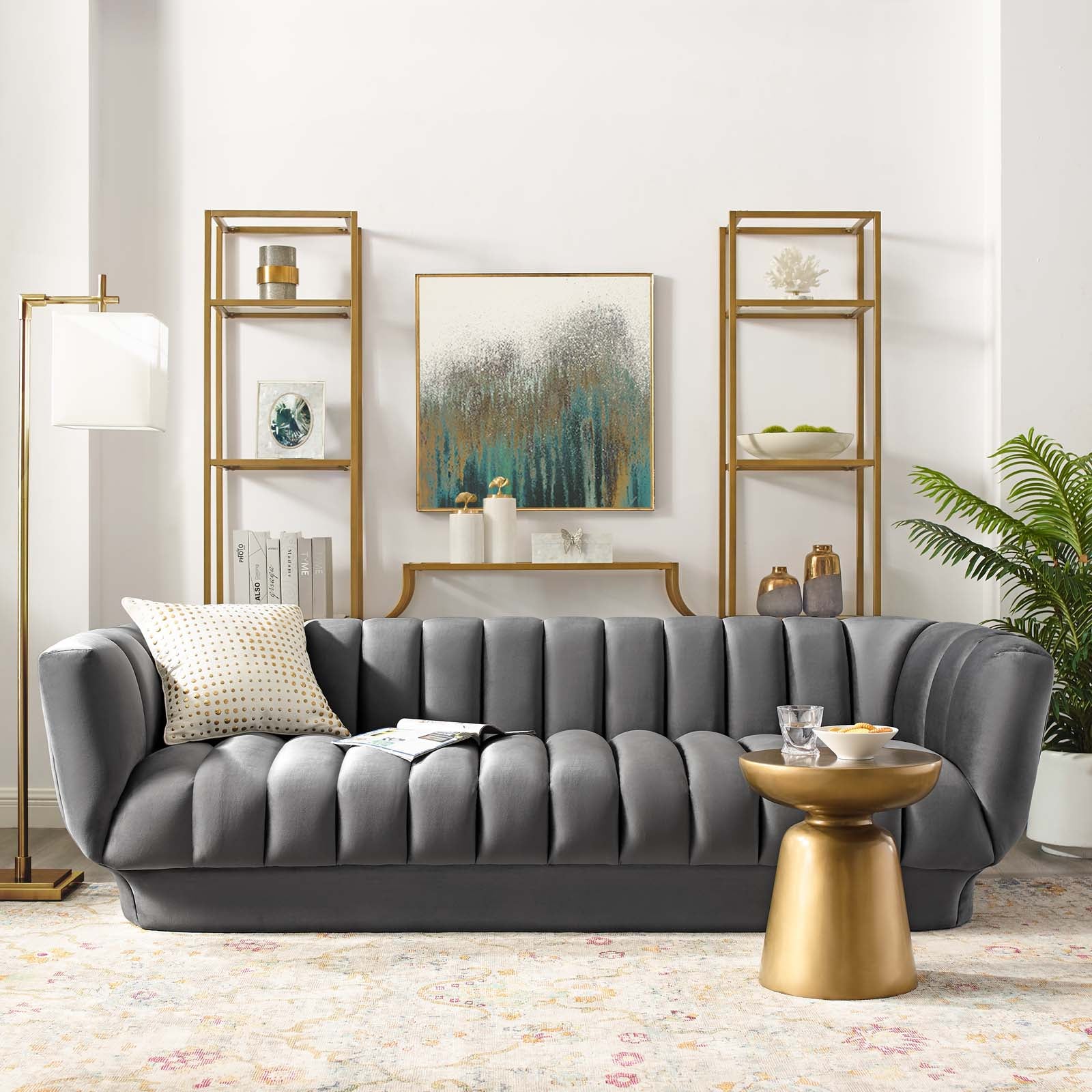 Entertain Vertical Channel Tufted Performance Velvet Sofa-Sofa-Modway-Wall2Wall Furnishings