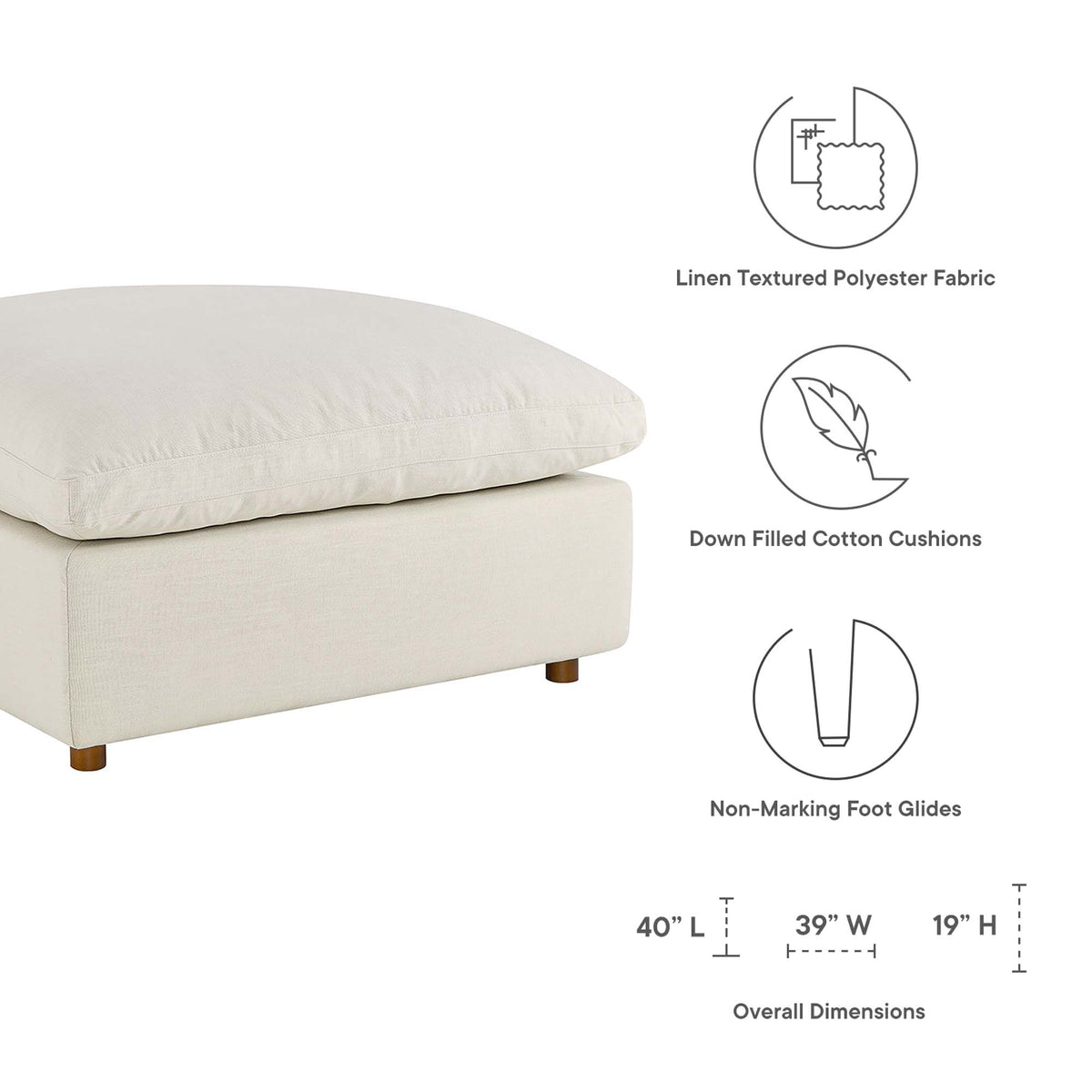 Commix 5 Piece Down Filled Overstuffed Sectional Sofa Set