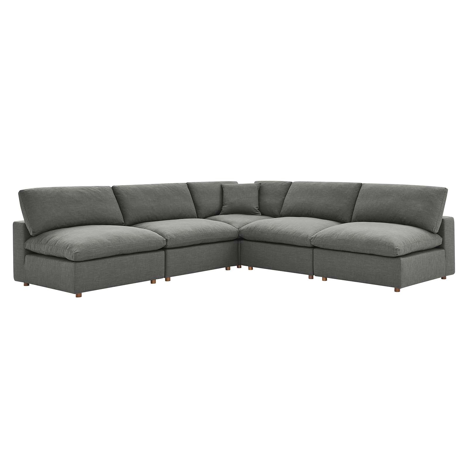 Commix Down Filled Overstuffed 5-Piece Armless Sectional Sofa-Sectional-Modway-Wall2Wall Furnishings