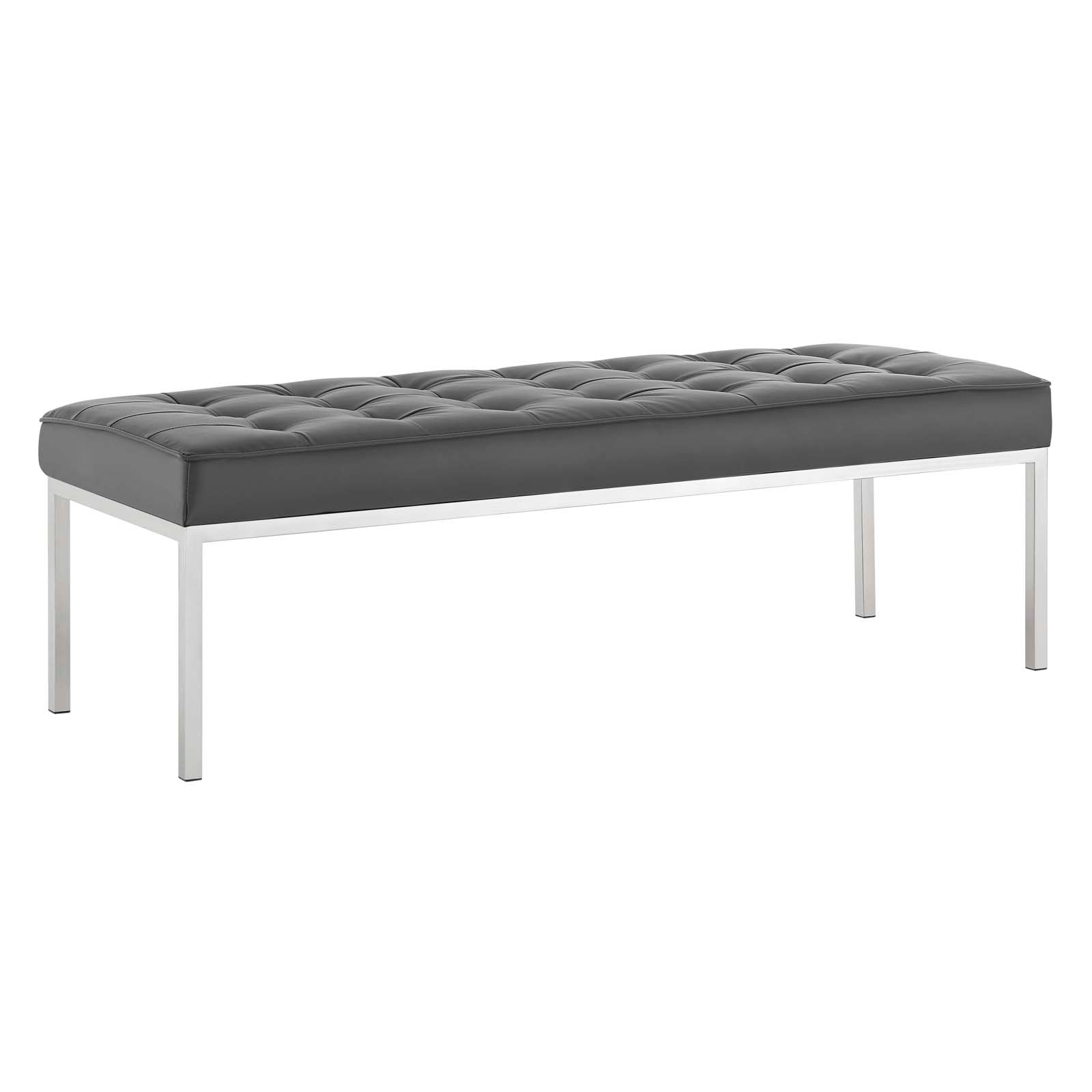 Loft Tufted Vegan Leather Bench-Bench-Modway-Wall2Wall Furnishings