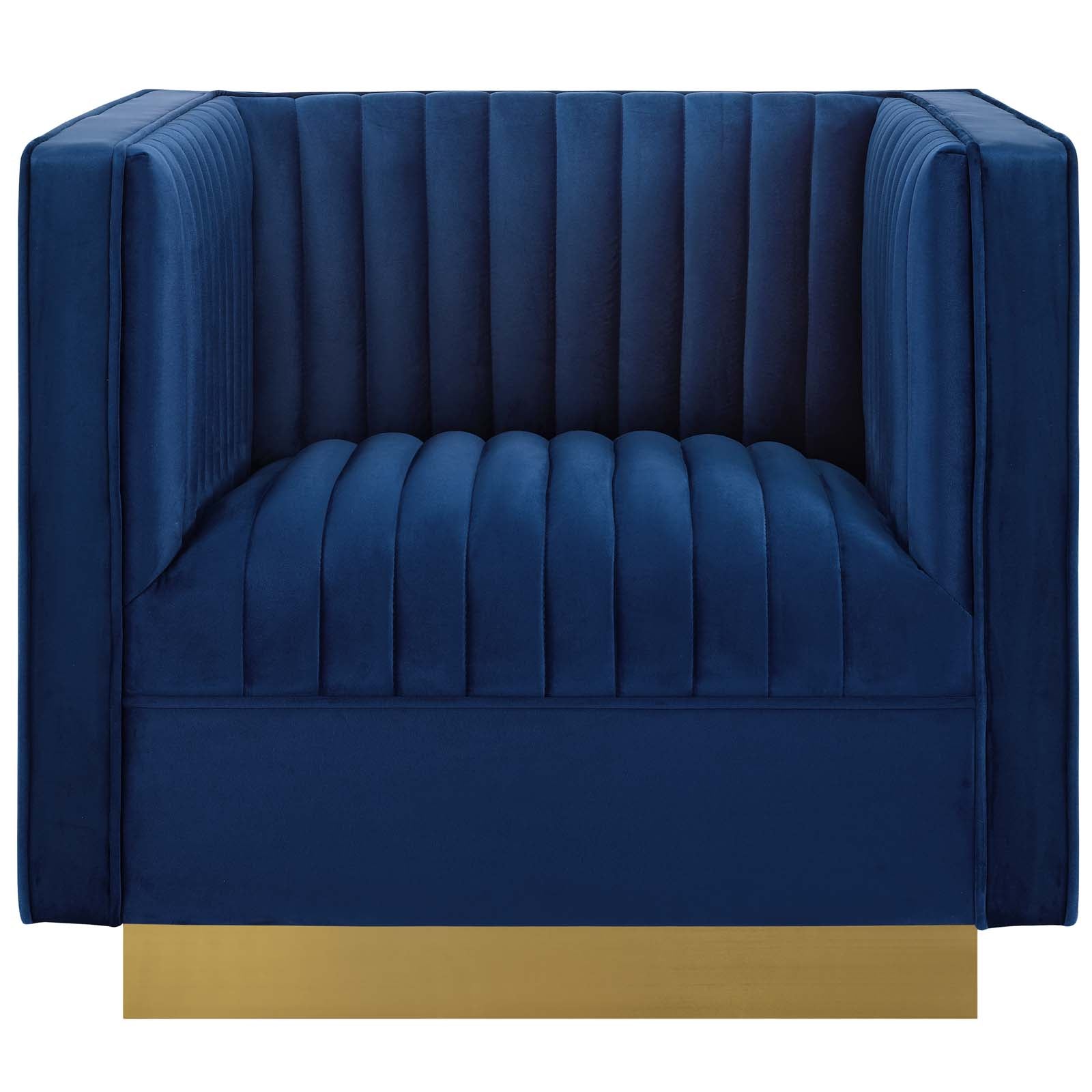 Sanguine Vertical Channel Tufted Accent Performance Velvet Armchair-Arm Chair-Modway-Wall2Wall Furnishings