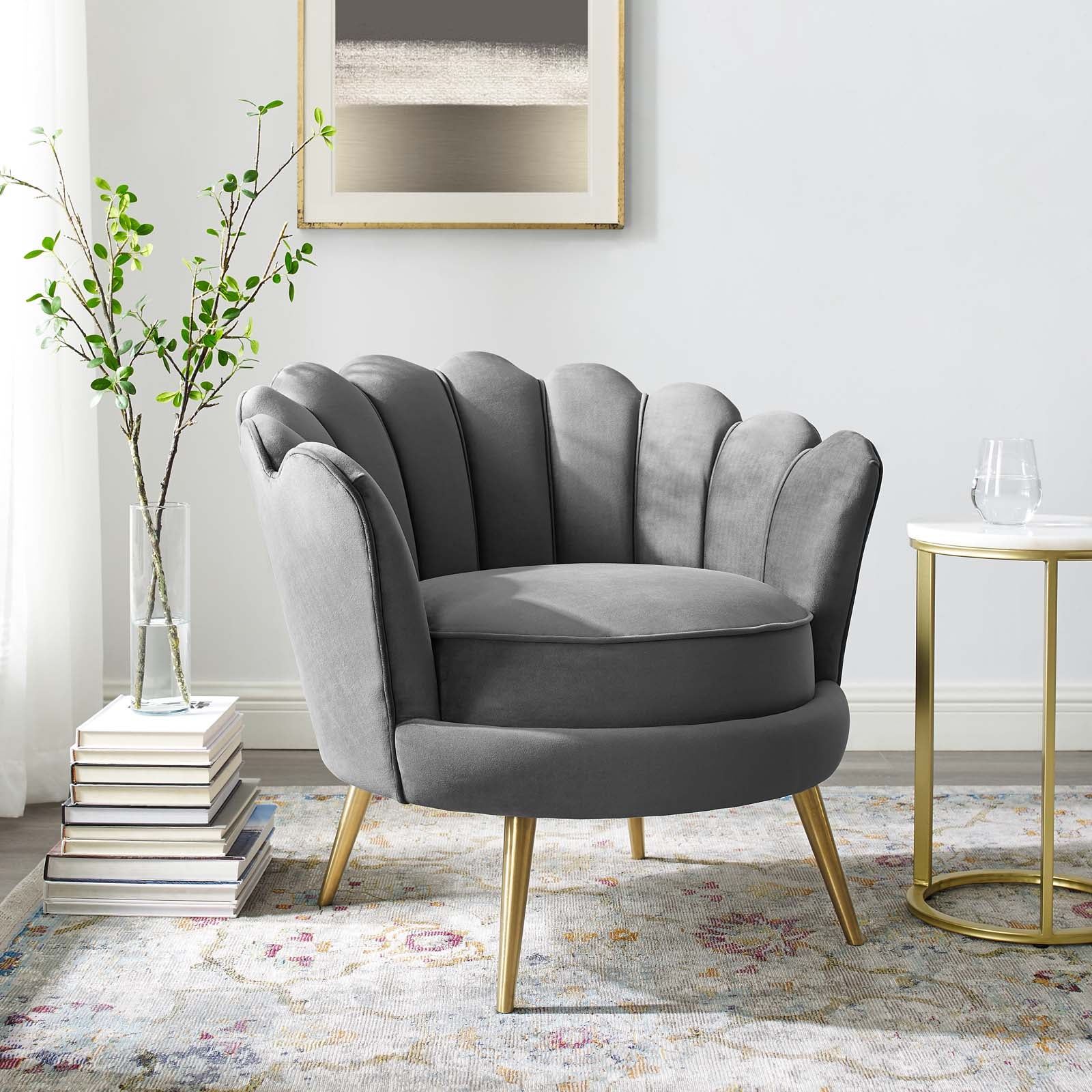 Admire Scalloped Edge Performance Velvet Accent Armchair-Armchair-Modway-Wall2Wall Furnishings