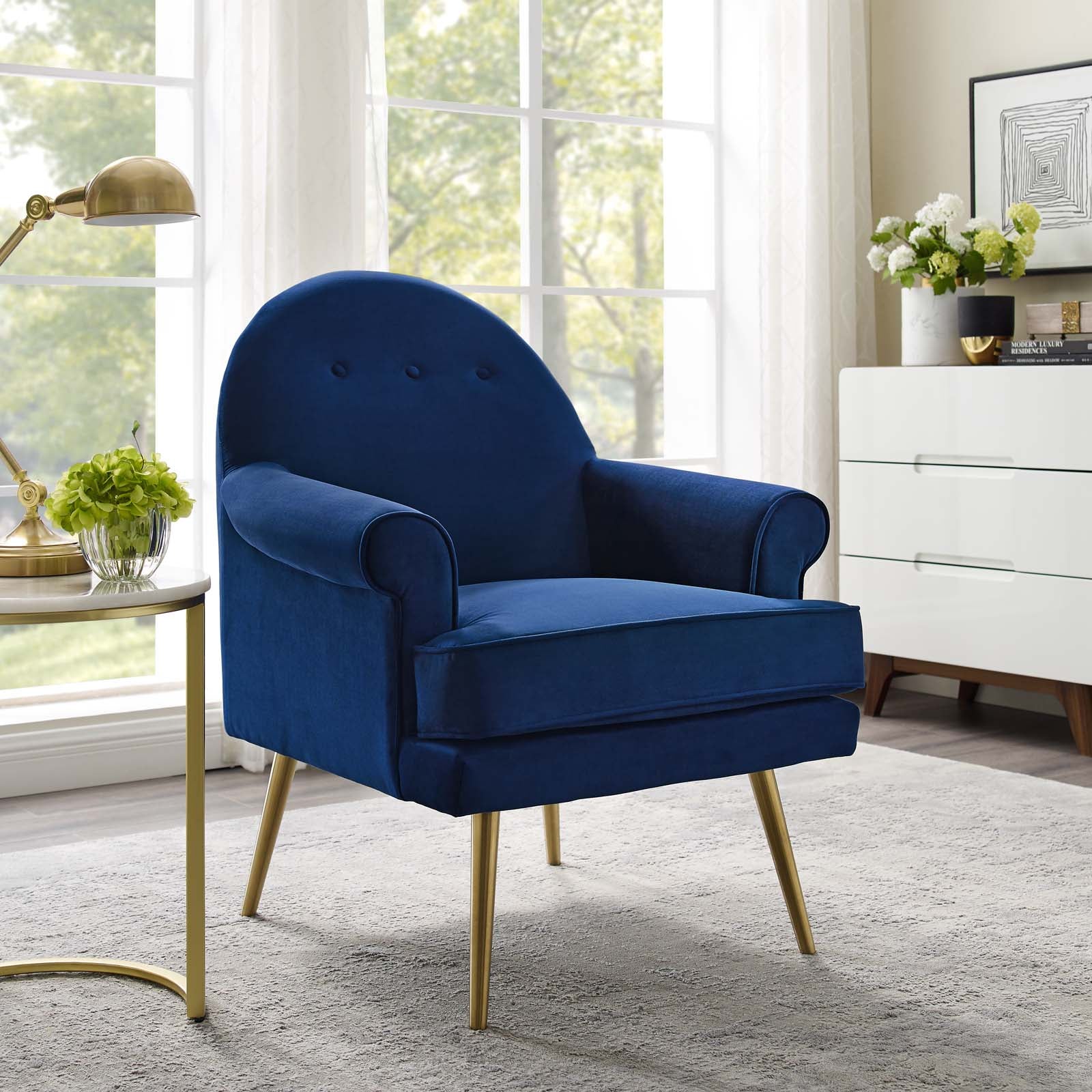 Revive Tufted Button Accent Performance Velvet Armchair-Arm Chair-Modway-Wall2Wall Furnishings