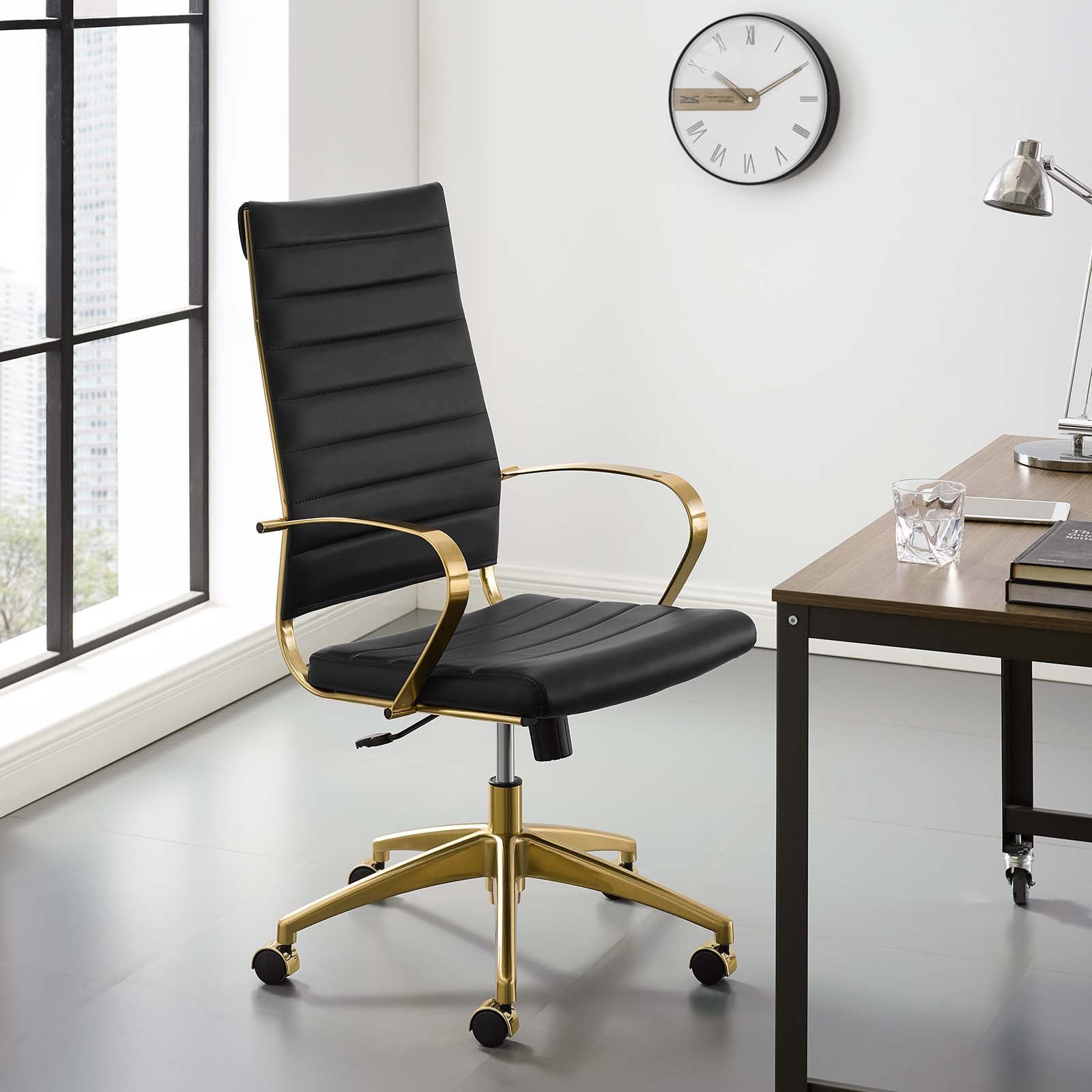 Jive Gold Stainless Steel Highback Office Chair-Desk Chair-Modway-Wall2Wall Furnishings