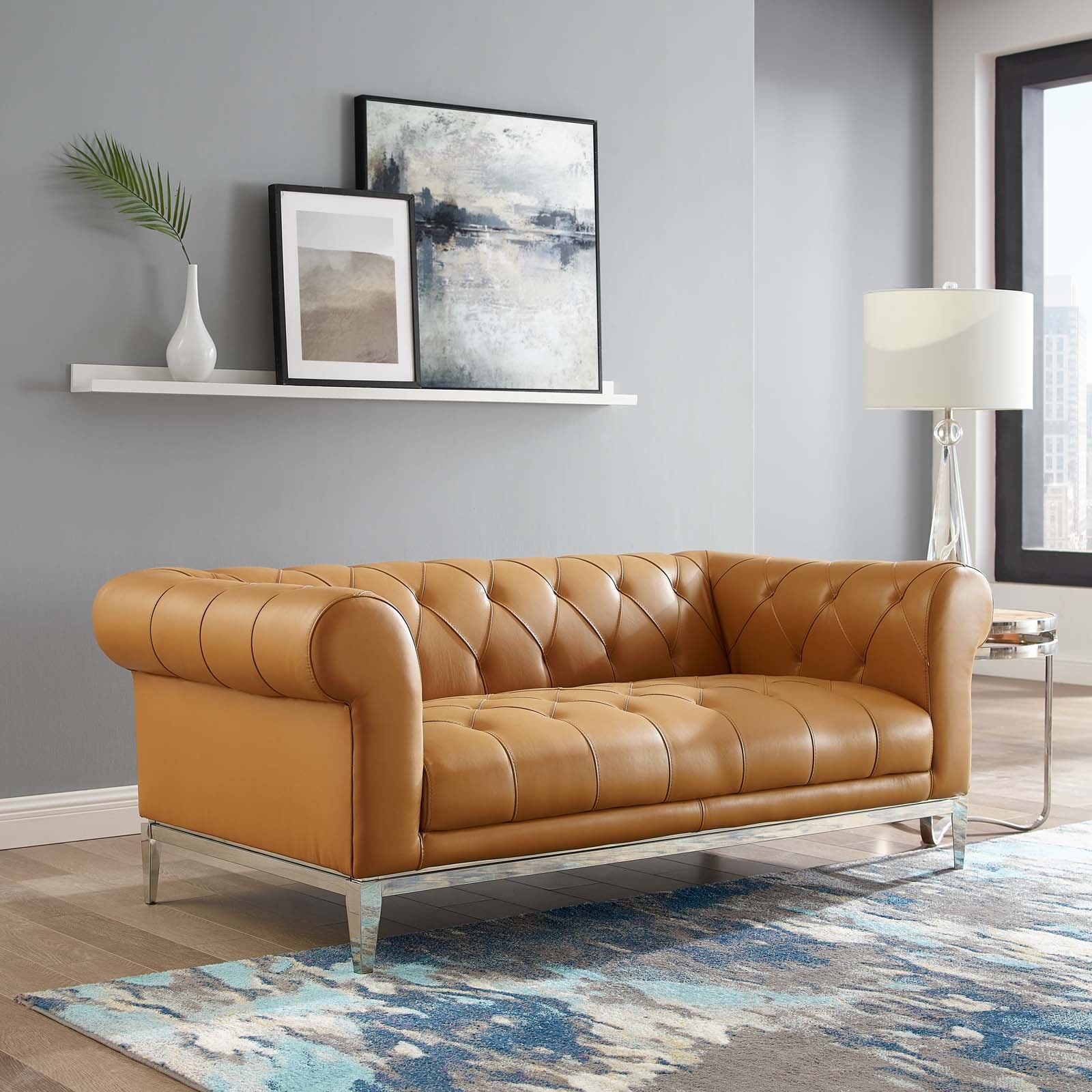 Idyll Tufted Button Upholstered Leather Chesterfield Loveseat-Loveseat-Modway-Wall2Wall Furnishings