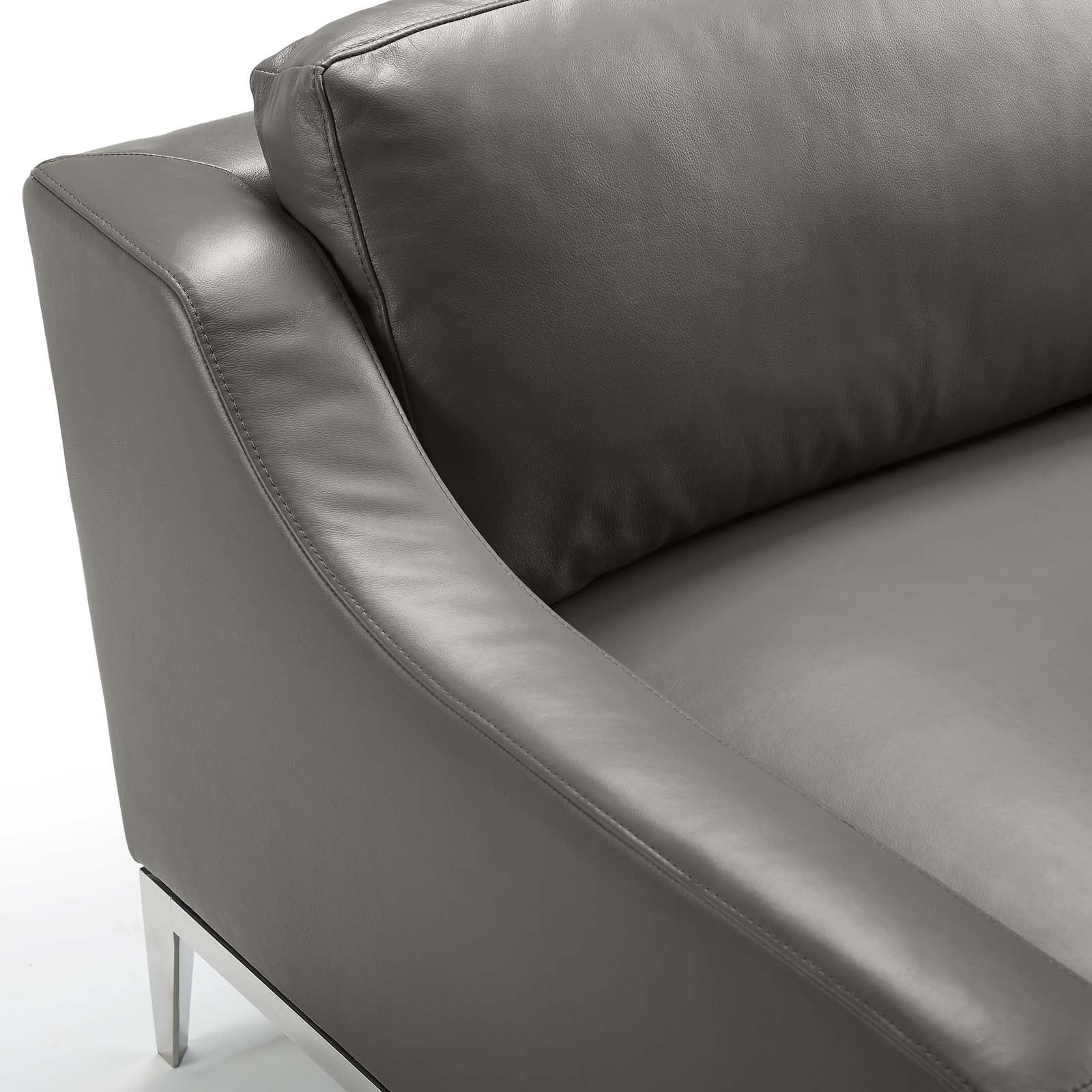 Harness 64" Stainless Steel Base Leather Loveseat-Loveseat-Modway-Wall2Wall Furnishings