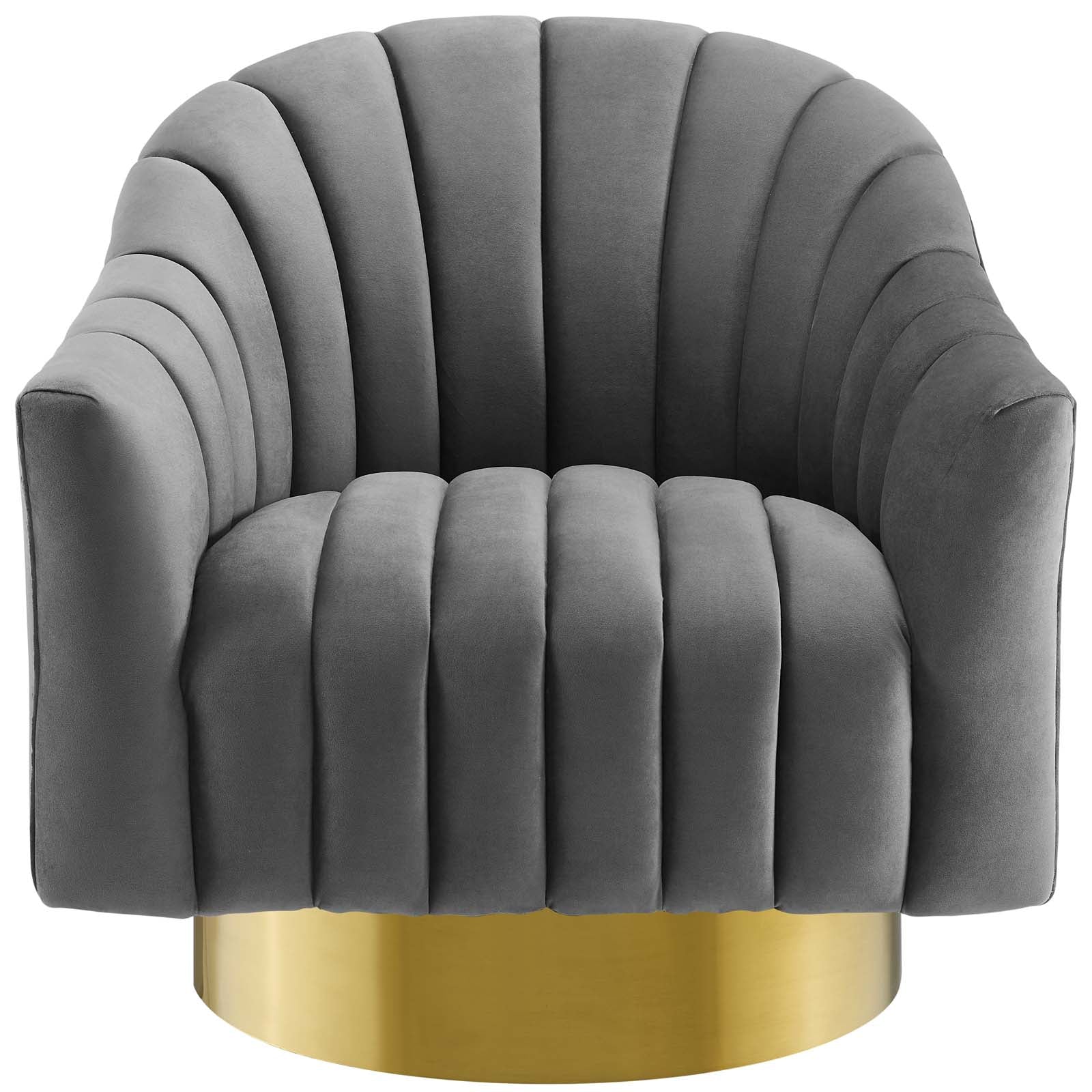 Buoyant Vertical Channel Tufted Accent Lounge Performance Velvet Swivel Chair-Chair-Modway-Wall2Wall Furnishings