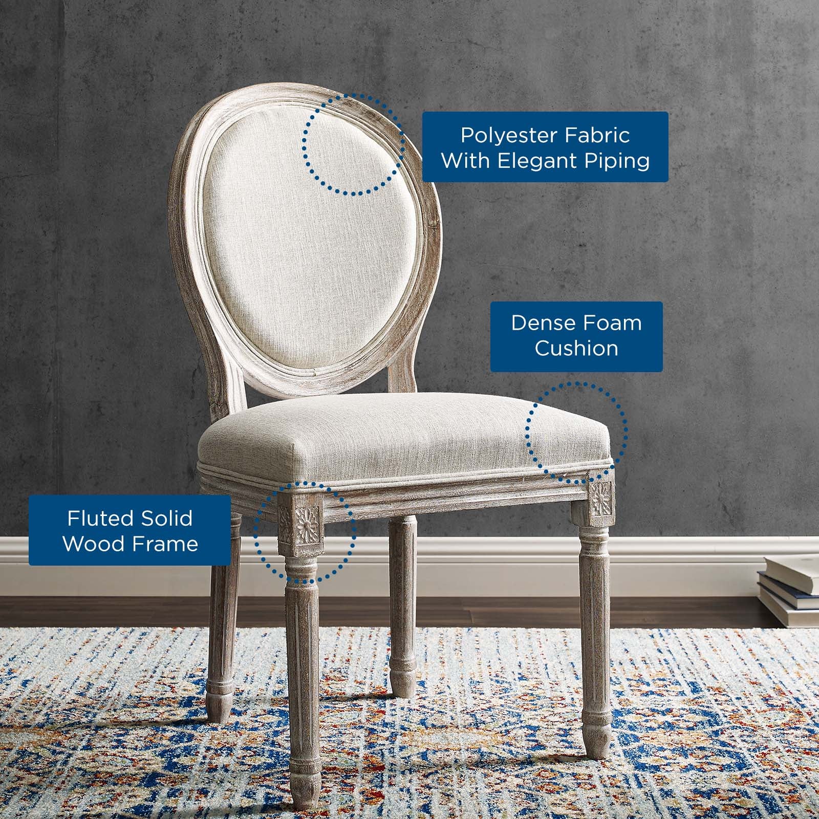 Emanate Dining Side Chair Upholstered Fabric Set of 4-Dining Chair-Modway-Wall2Wall Furnishings