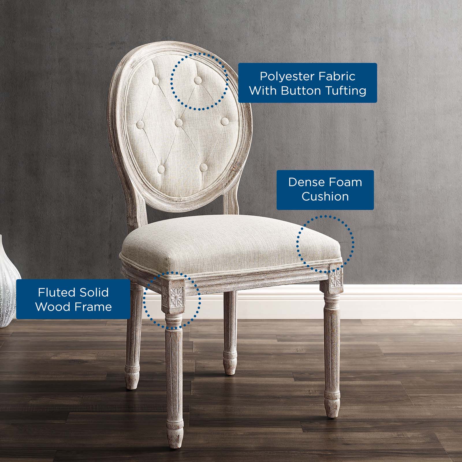 Arise Dining Side Chair Upholstered Fabric Set of 4-Dining Chair-Modway-Wall2Wall Furnishings