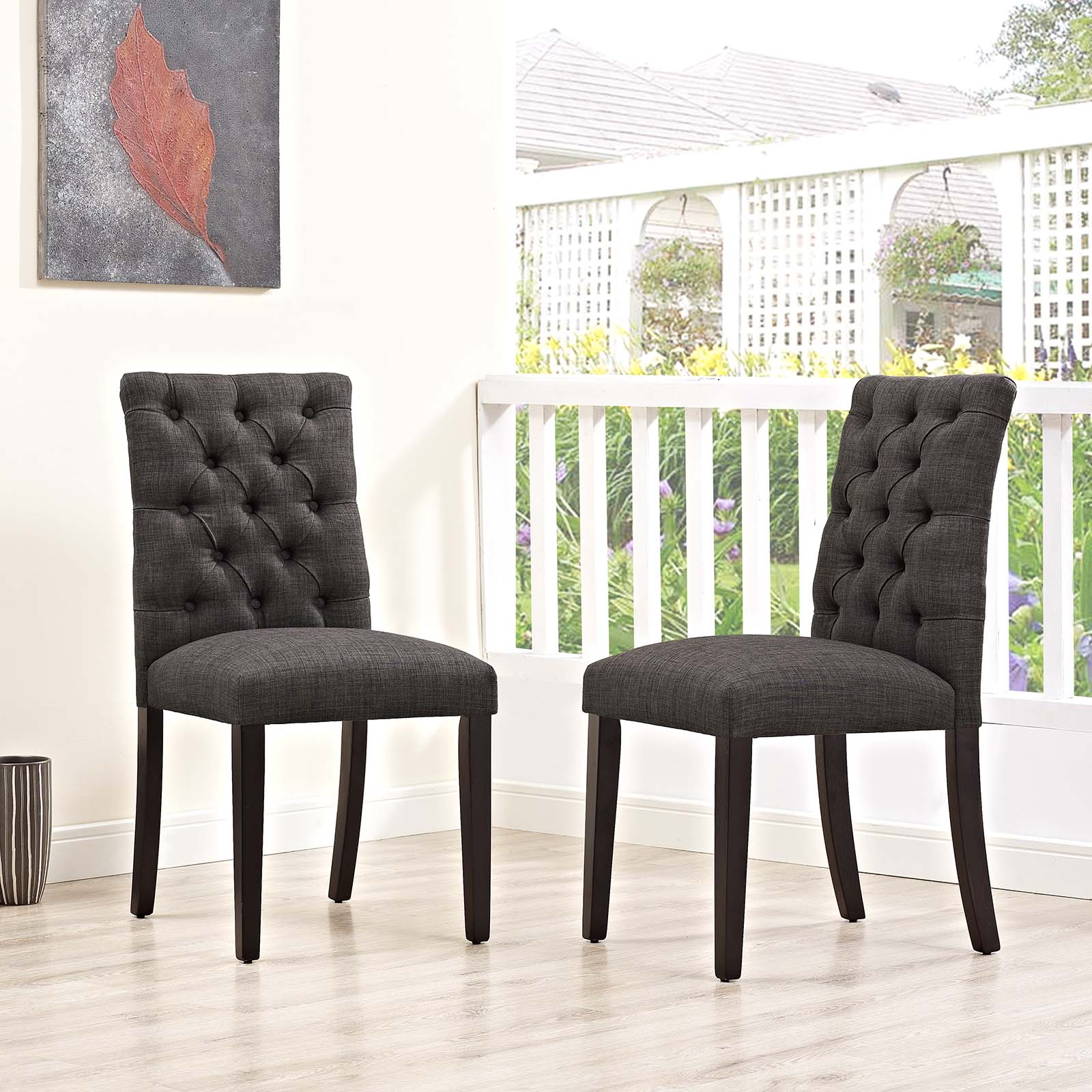 Duchess Dining Chair Fabric Set of 2-Dining Chair-Modway-Wall2Wall Furnishings