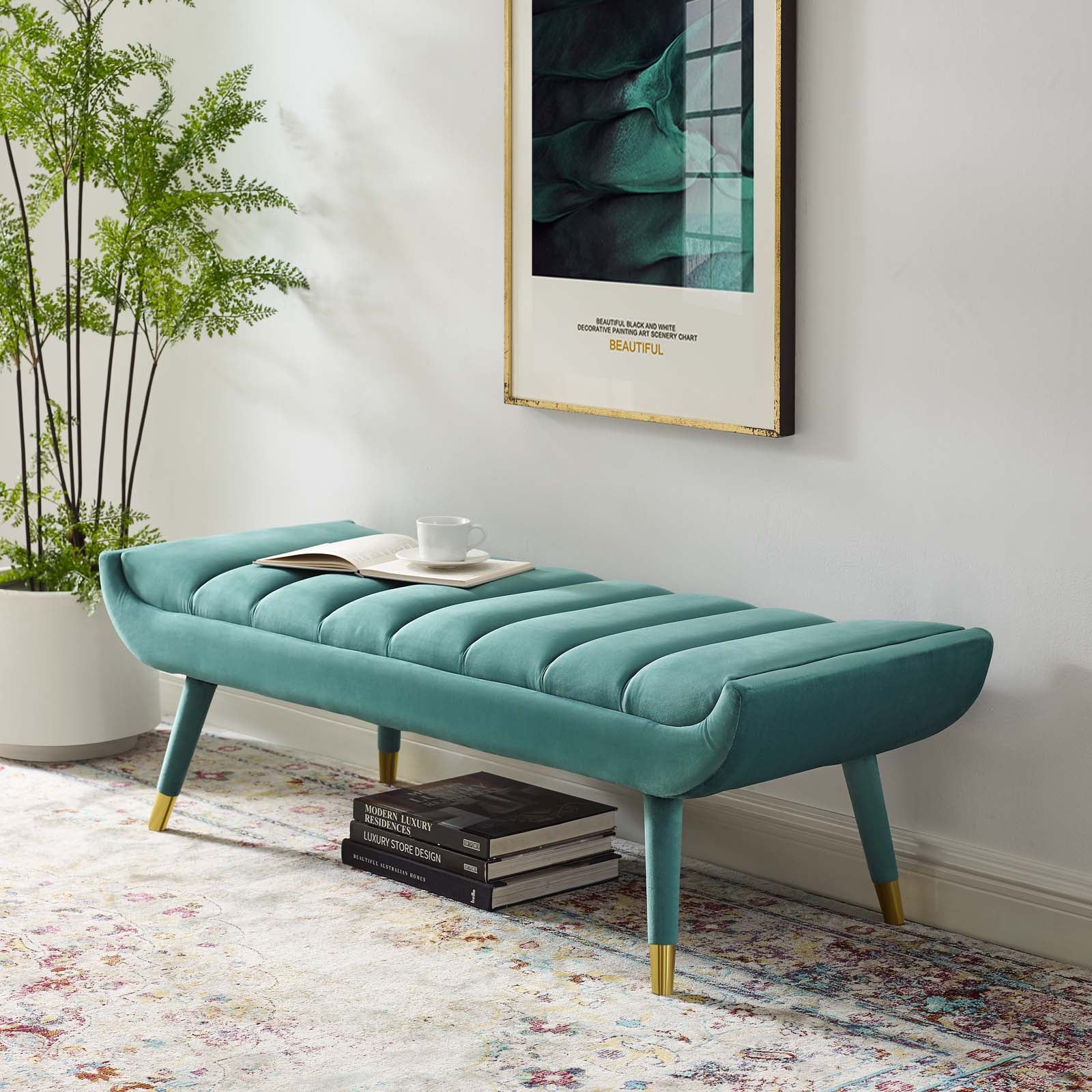 Guess Channel Tufted Performance Velvet Accent Bench-Bench-Modway-Wall2Wall Furnishings