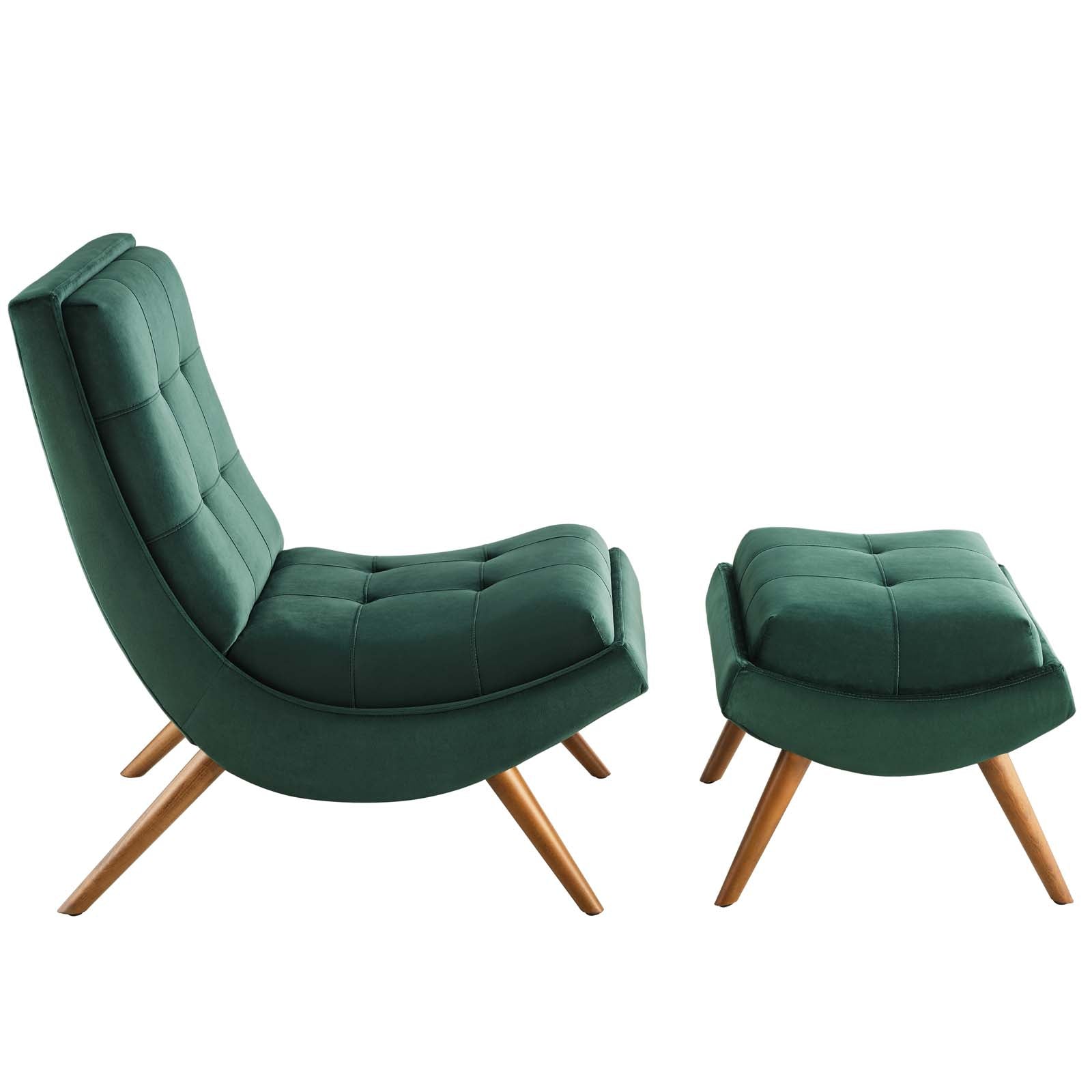 Ramp Upholstered Performance Velvet Lounge Chair and Ottoman Set-Lounge Chair-Modway-Wall2Wall Furnishings