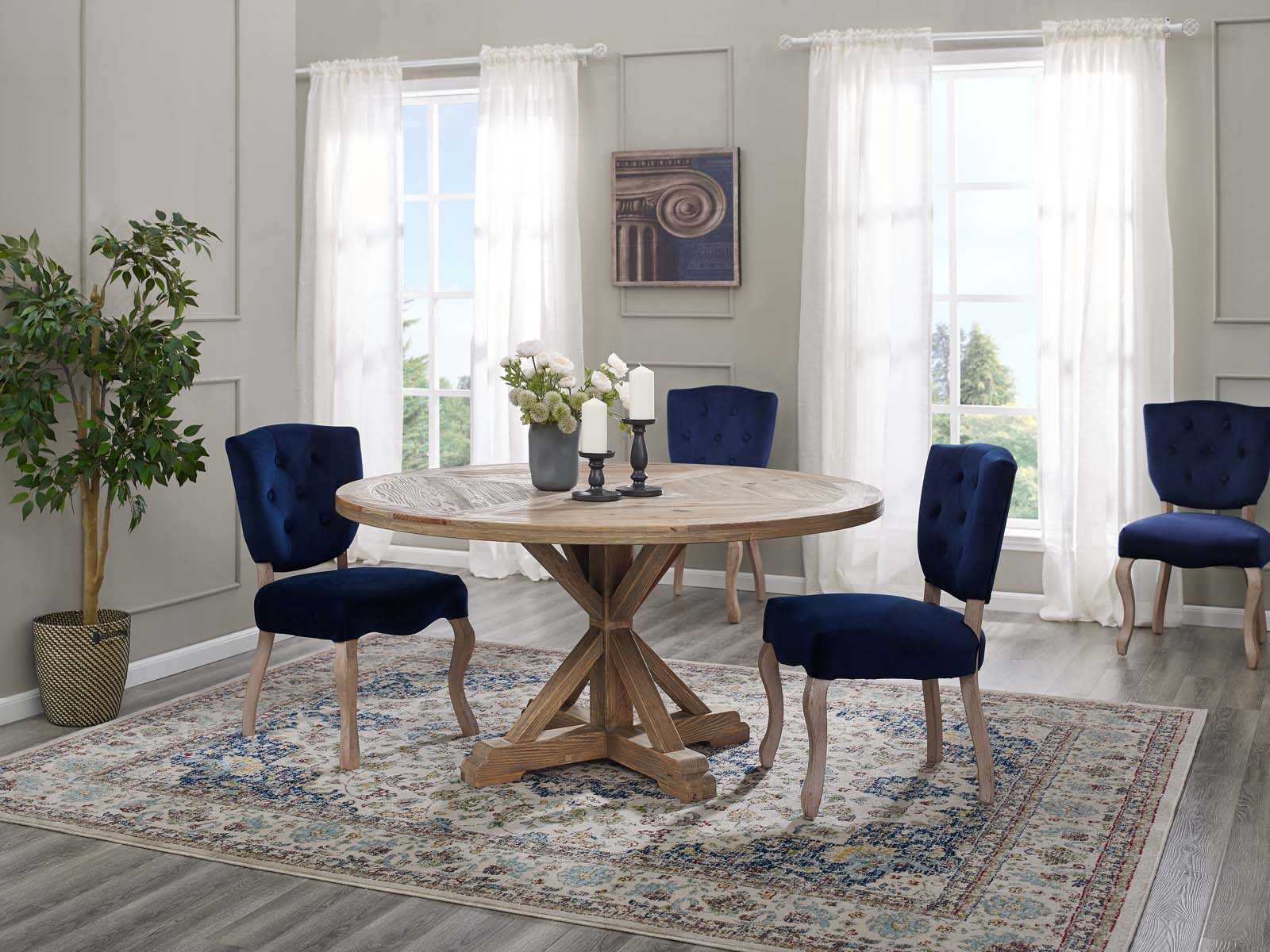 Stitch 59" Round Pine Wood Dining Table-Dining Table-Modway-Wall2Wall Furnishings