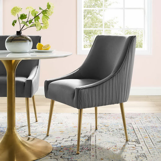 Discern Pleated Back Upholstered Performance Velvet Dining Chair