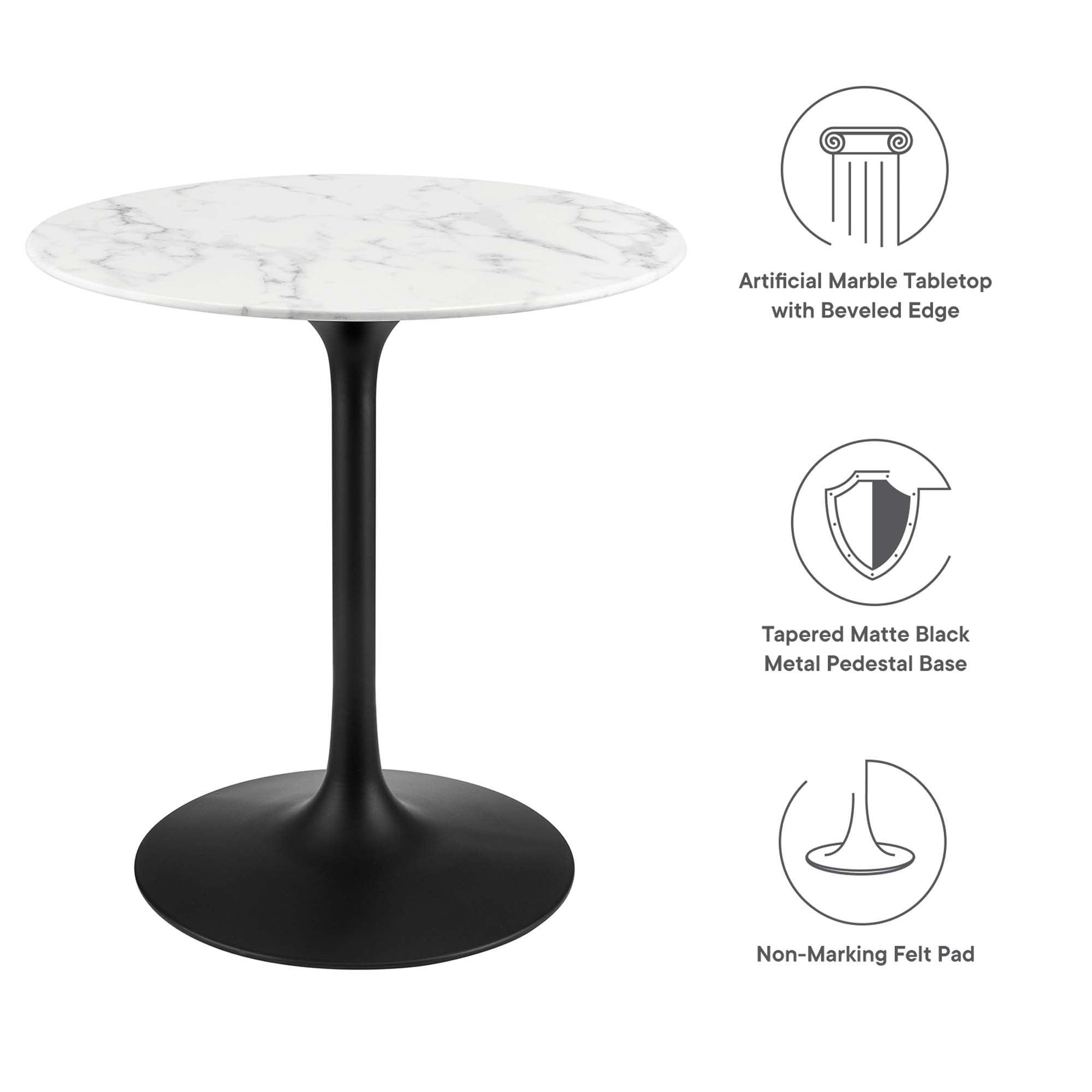 Lippa 28" Round Faux Marble Dining Table