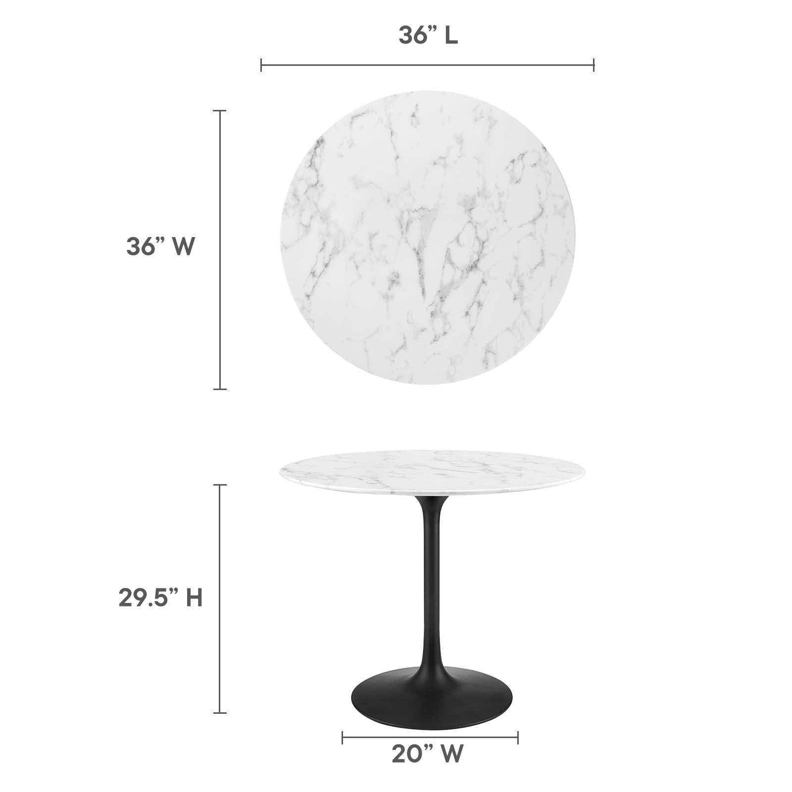 Lippa 36" Round Artificial Marble Dining Table-Dining Table-Modway-Wall2Wall Furnishings