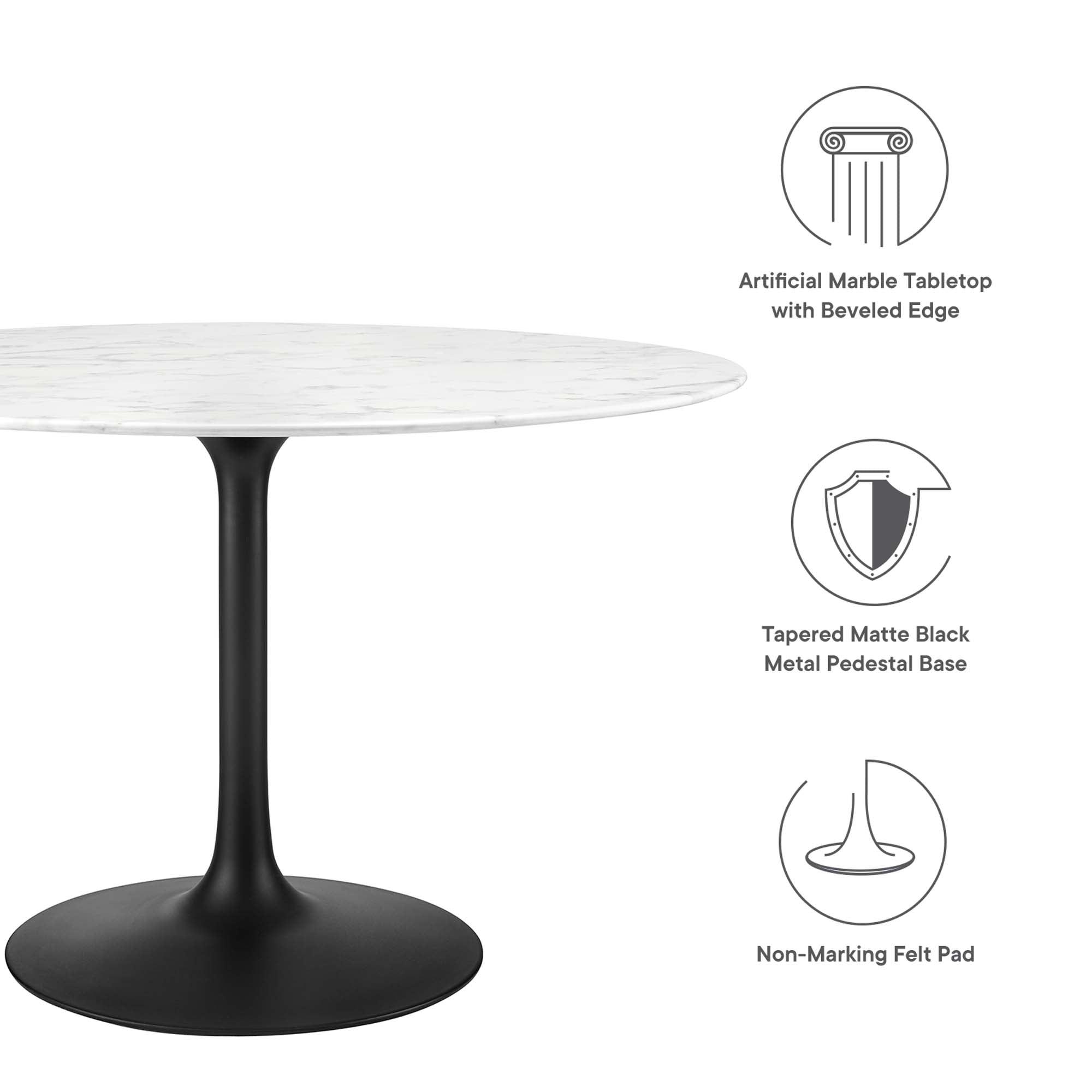 Lippa 48" Round Faux Marble Dining Table