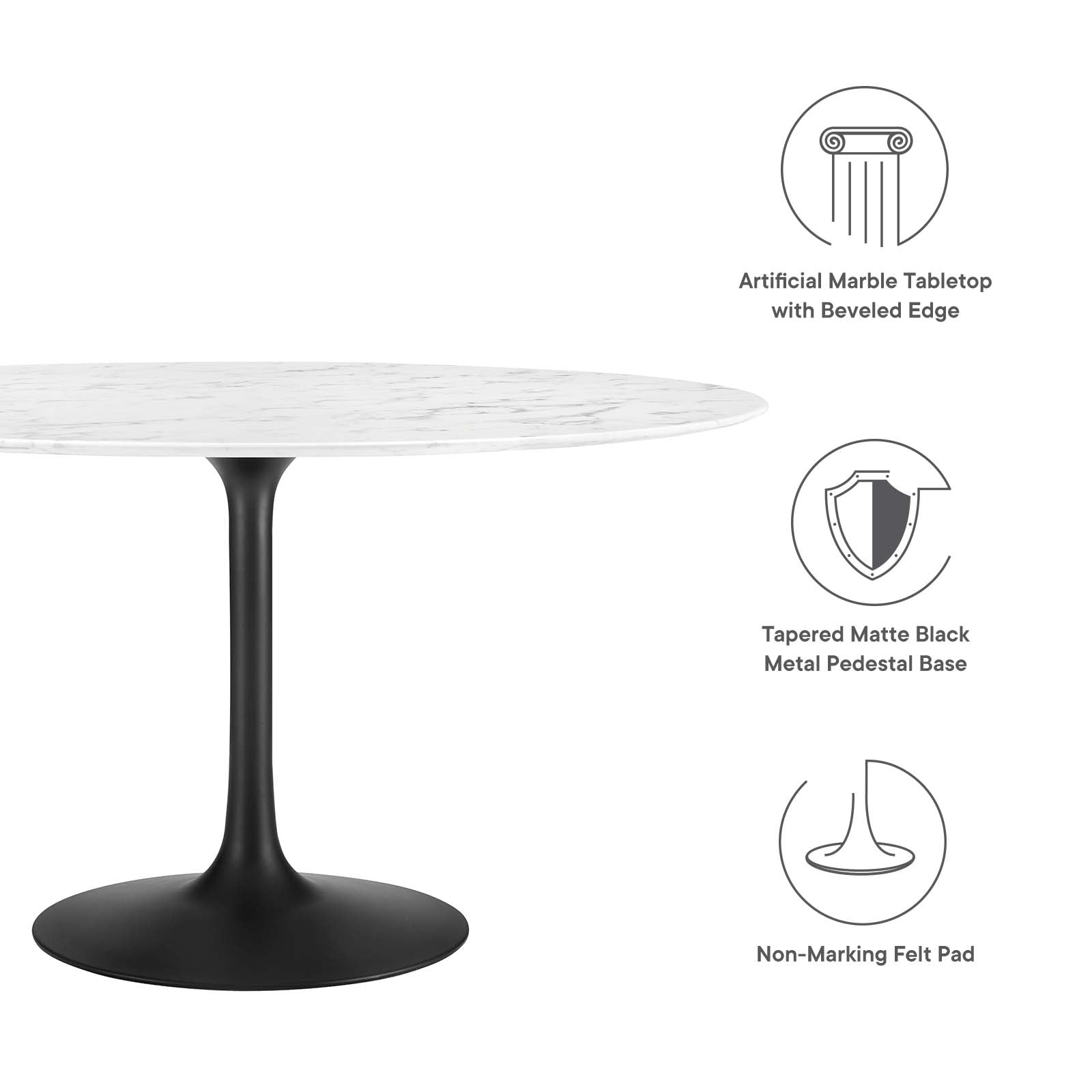 Lippa 54" Round Artificial Marble Dining Table-Dining Table-Modway-Wall2Wall Furnishings