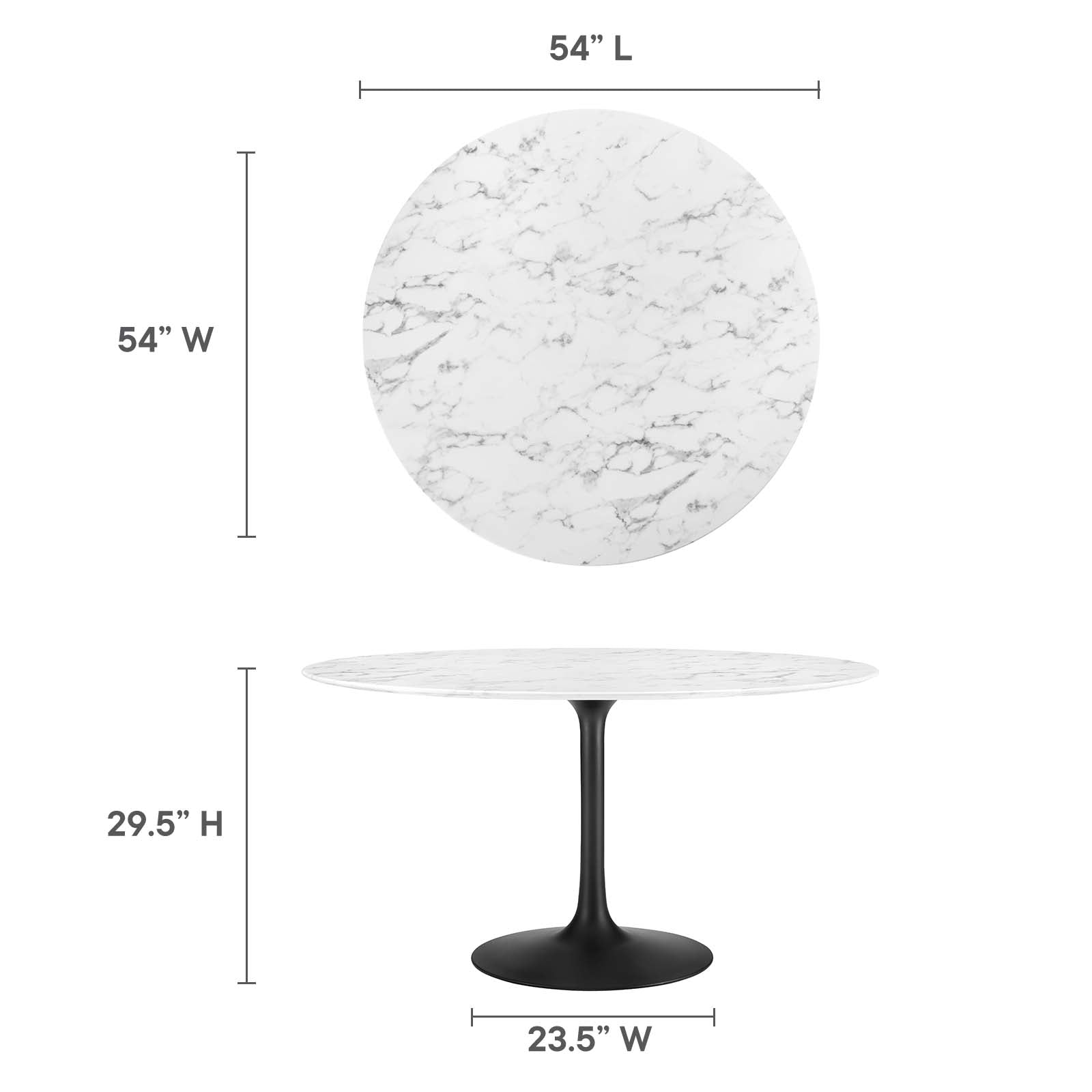 Lippa 54" Round Artificial Marble Dining Table-Dining Table-Modway-Wall2Wall Furnishings