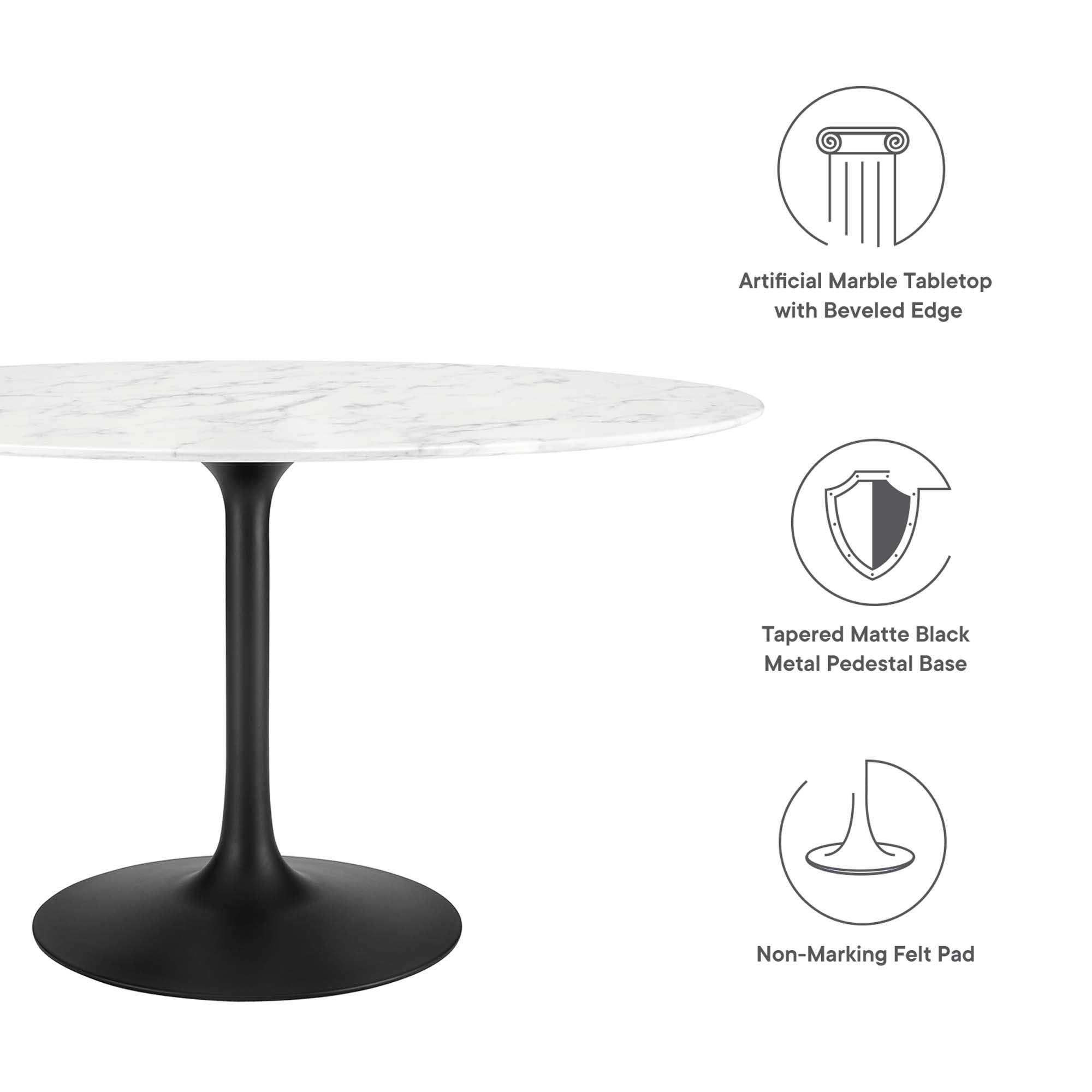Lippa 54" Oval Faux Marble Dining Table