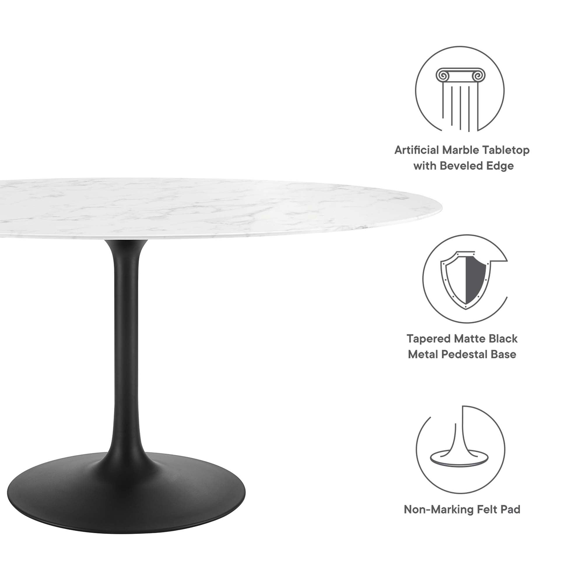 Lippa 60" Oval Faux Marble Dining Table