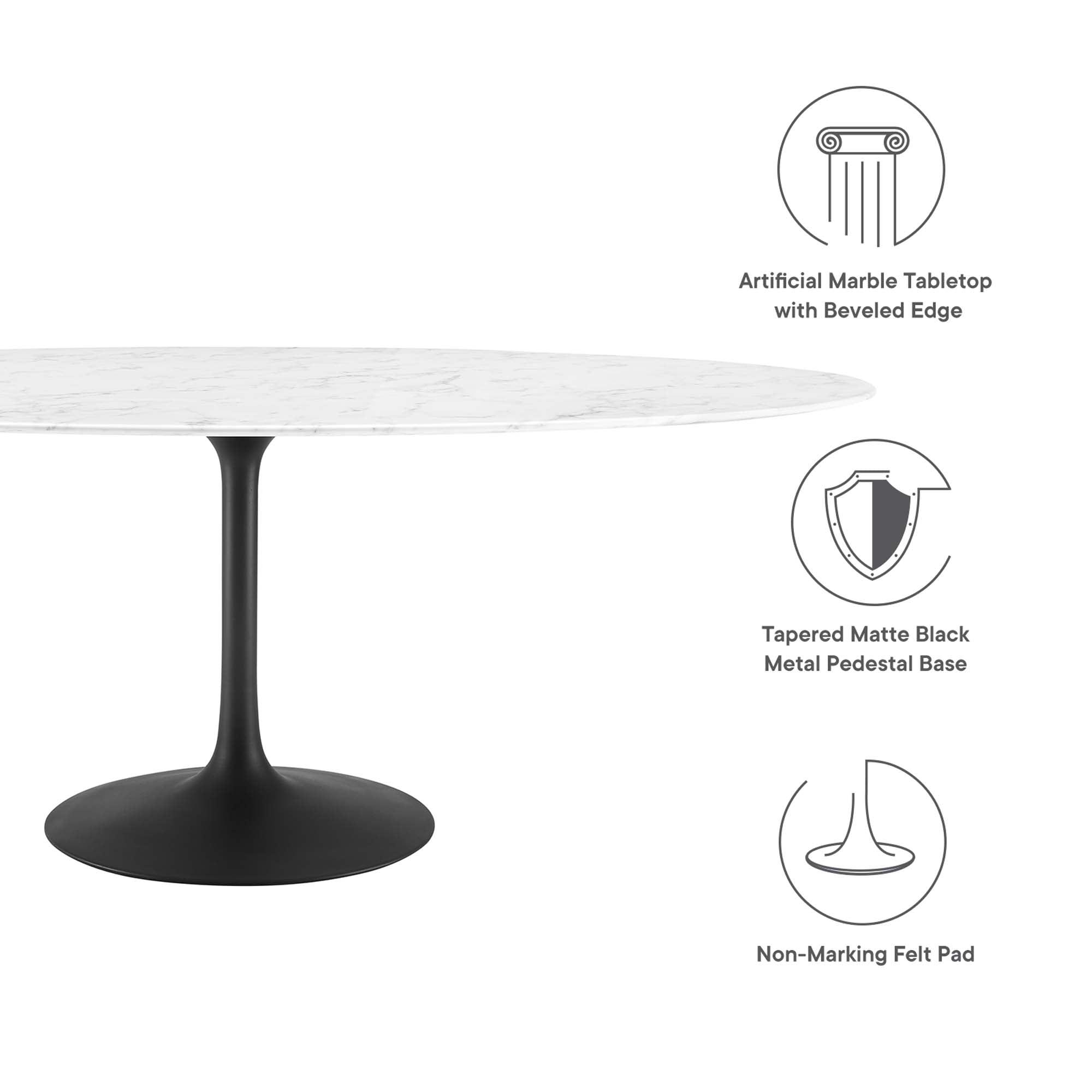 Lippa 78" Oval Faux Marble Dining Table