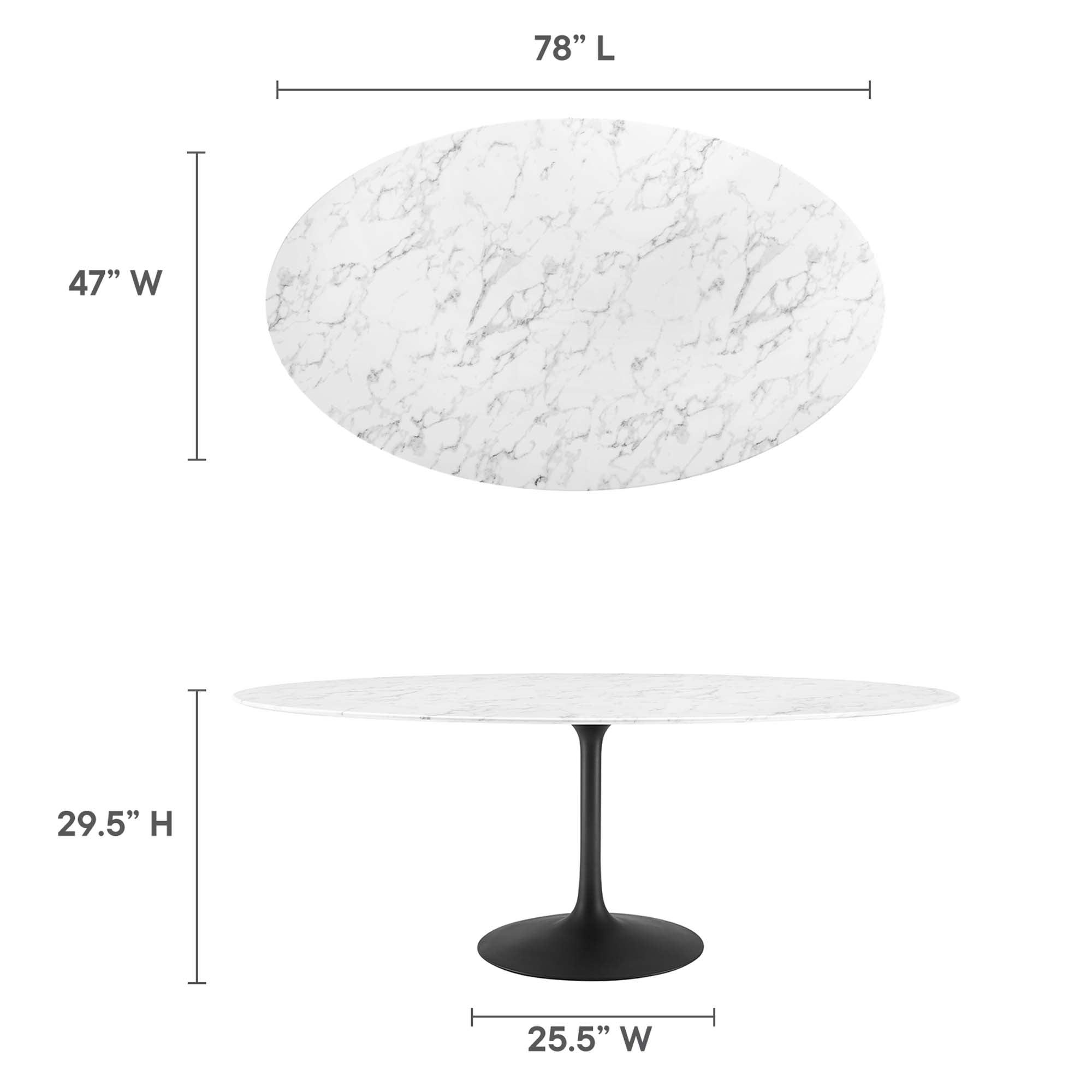 Lippa 78" Oval Faux Marble Dining Table