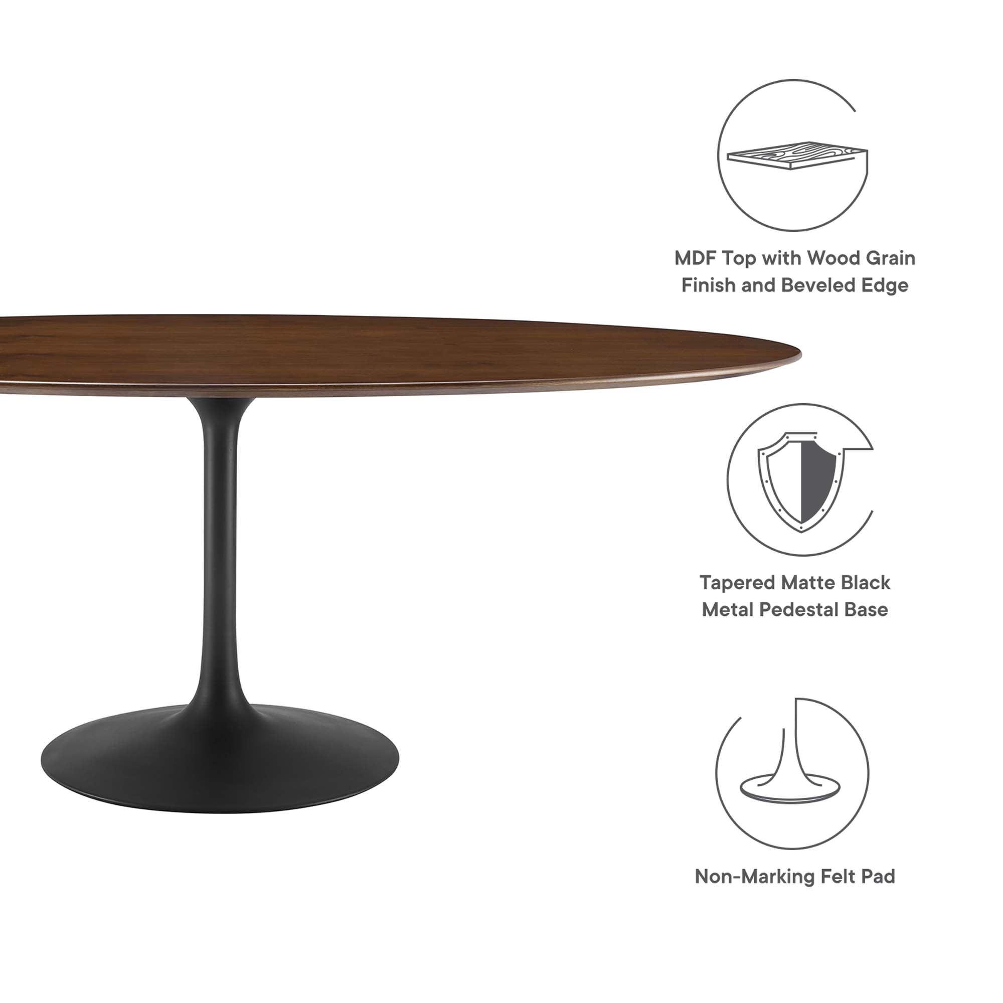 Lippa 78" Oval Walnut Wood Dining Table