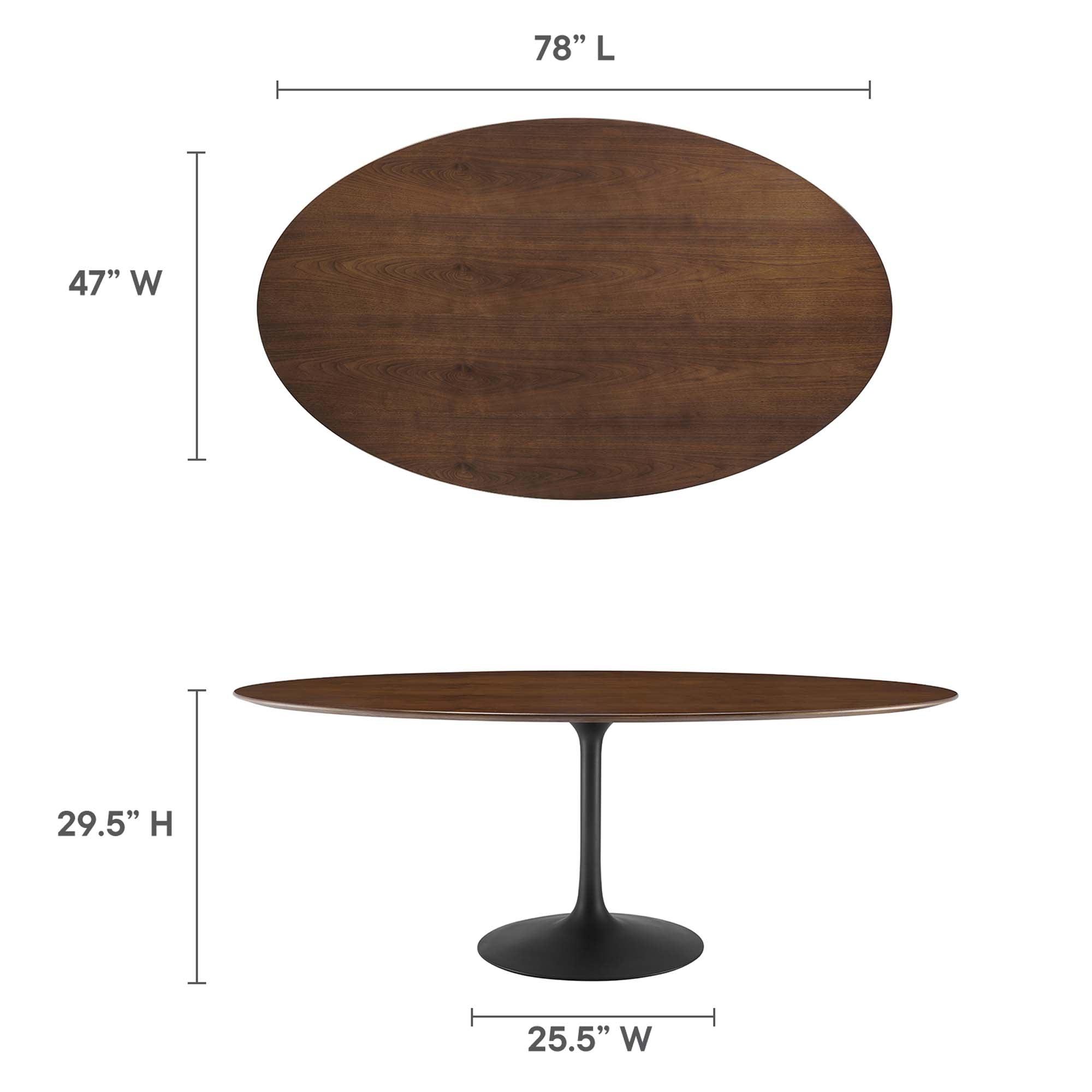 Lippa 78" Oval Walnut Wood Dining Table