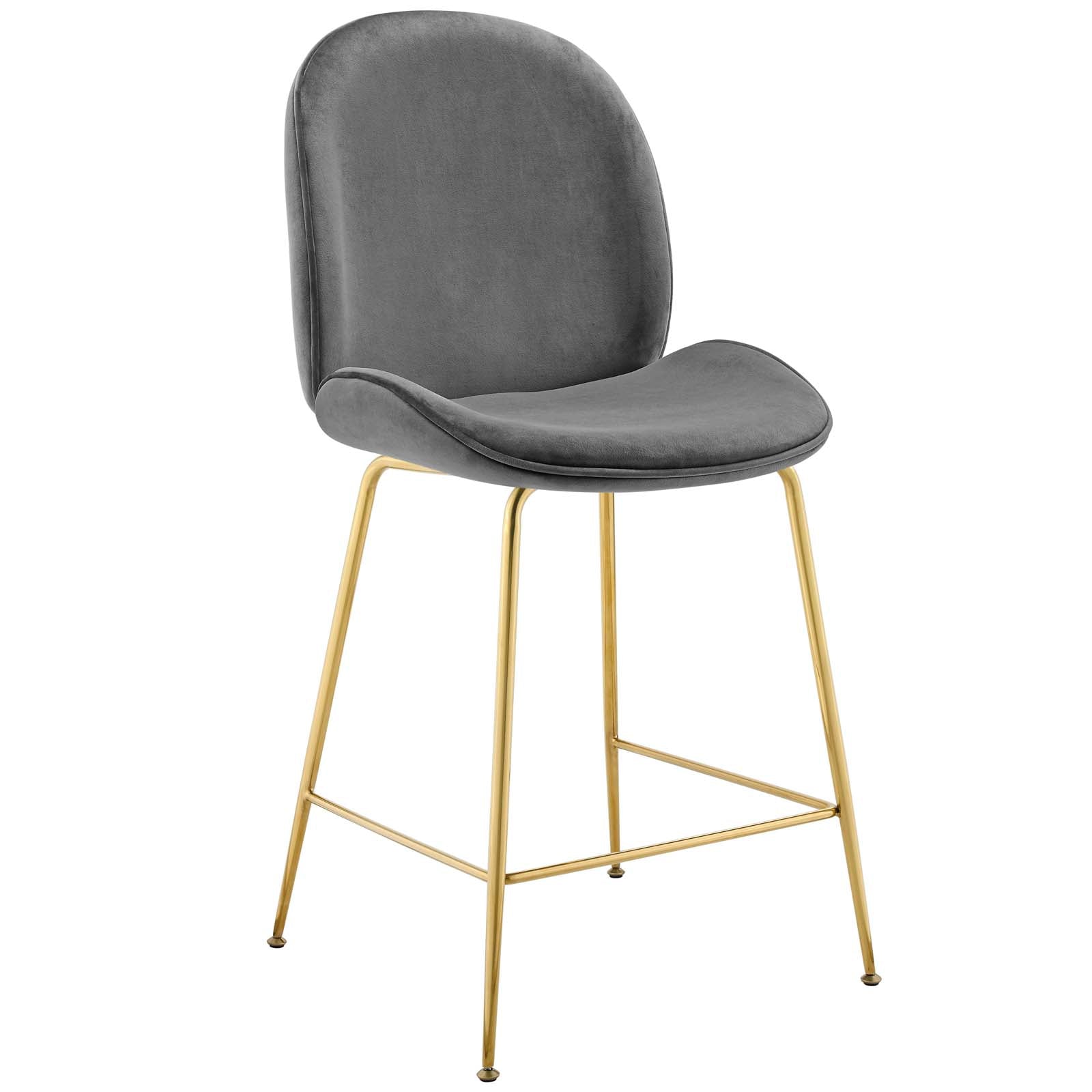 Scoop Gold Stainless Steel Leg Performance Velvet Counter Stool-Bar and Counter Stools-Modway-Wall2Wall Furnishings