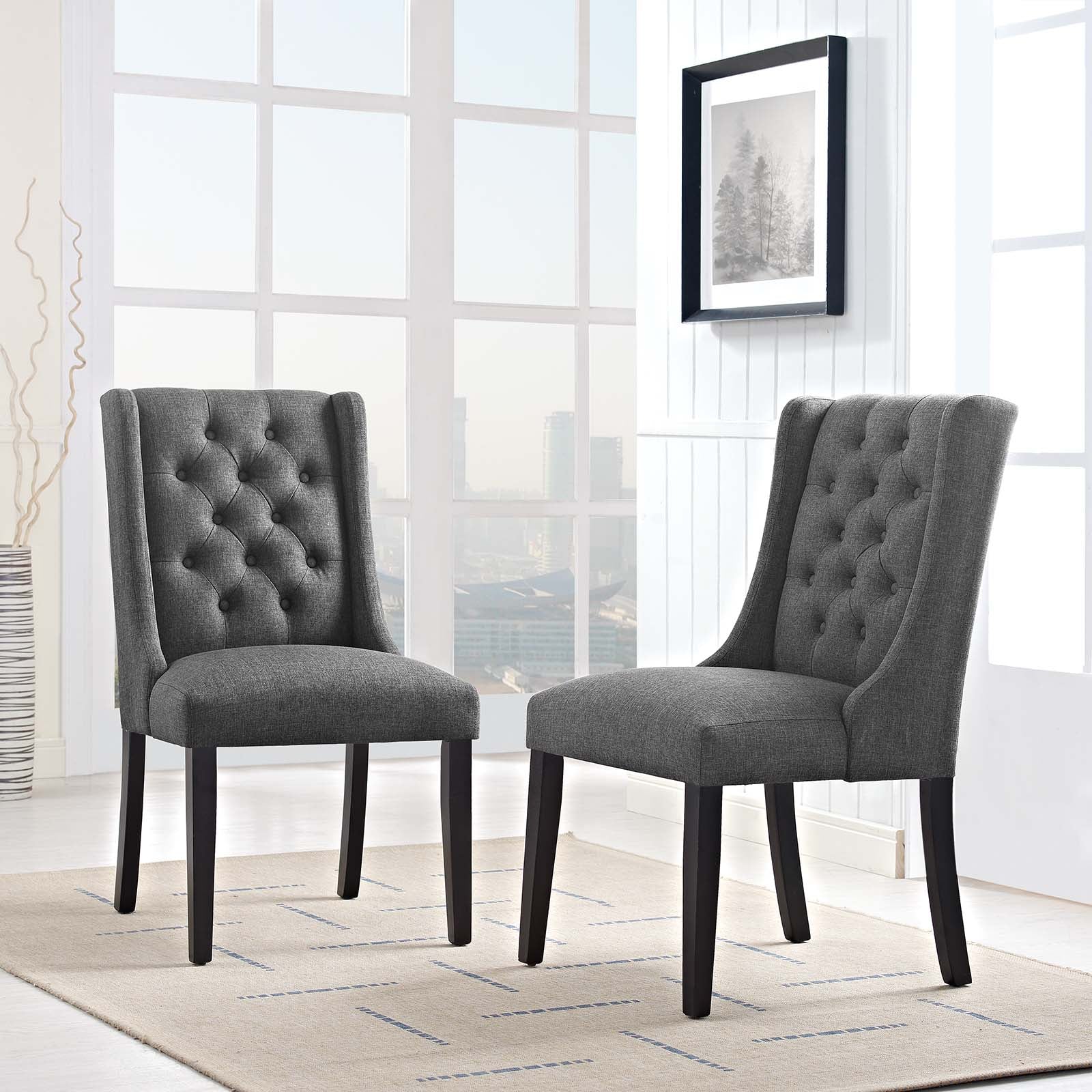Baronet Dining Chair Fabric Set of 2-Dining Chair-Modway-Wall2Wall Furnishings