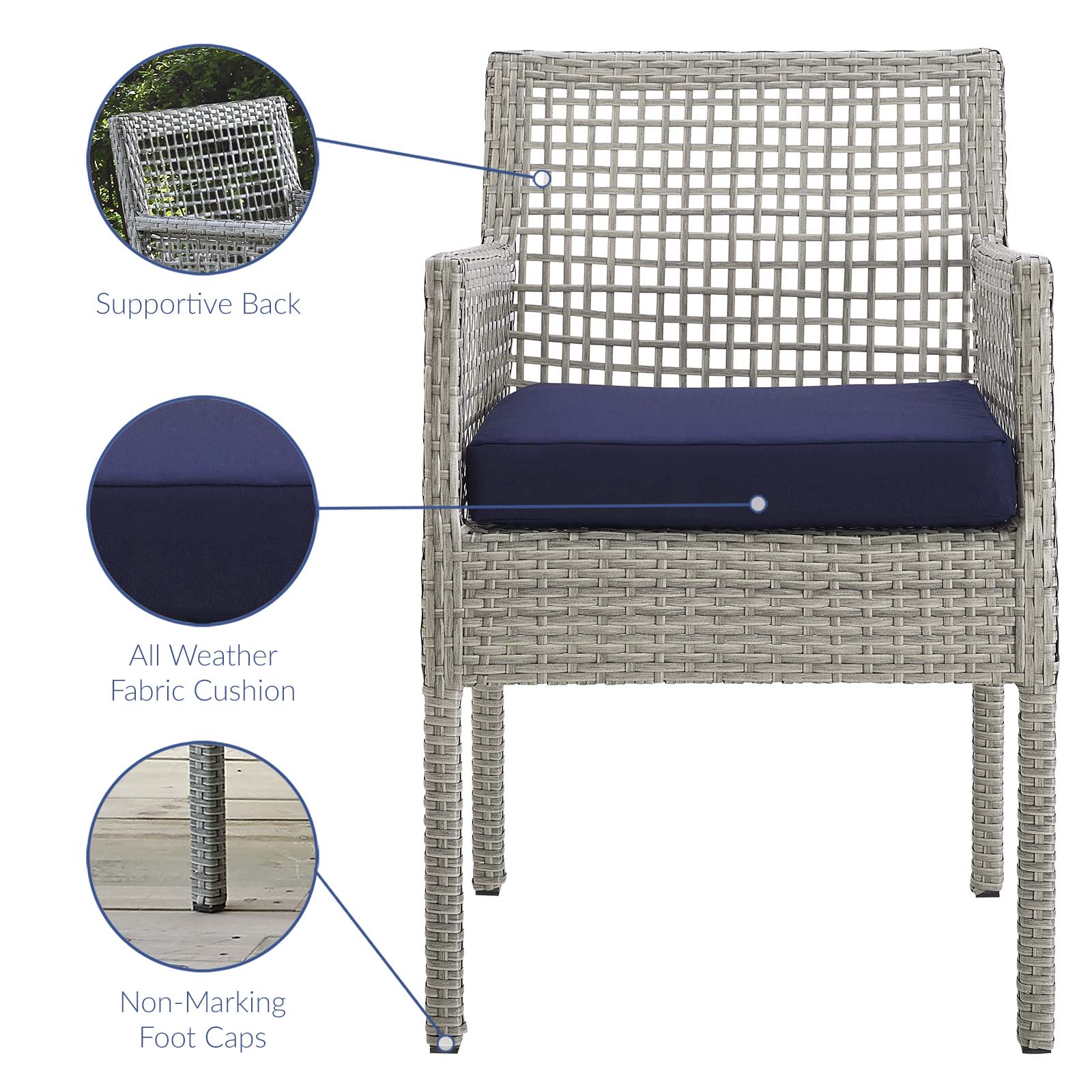 Aura Dining Armchair Outdoor Patio Wicker Rattan Set of 2-Outdoor Set-Modway-Wall2Wall Furnishings