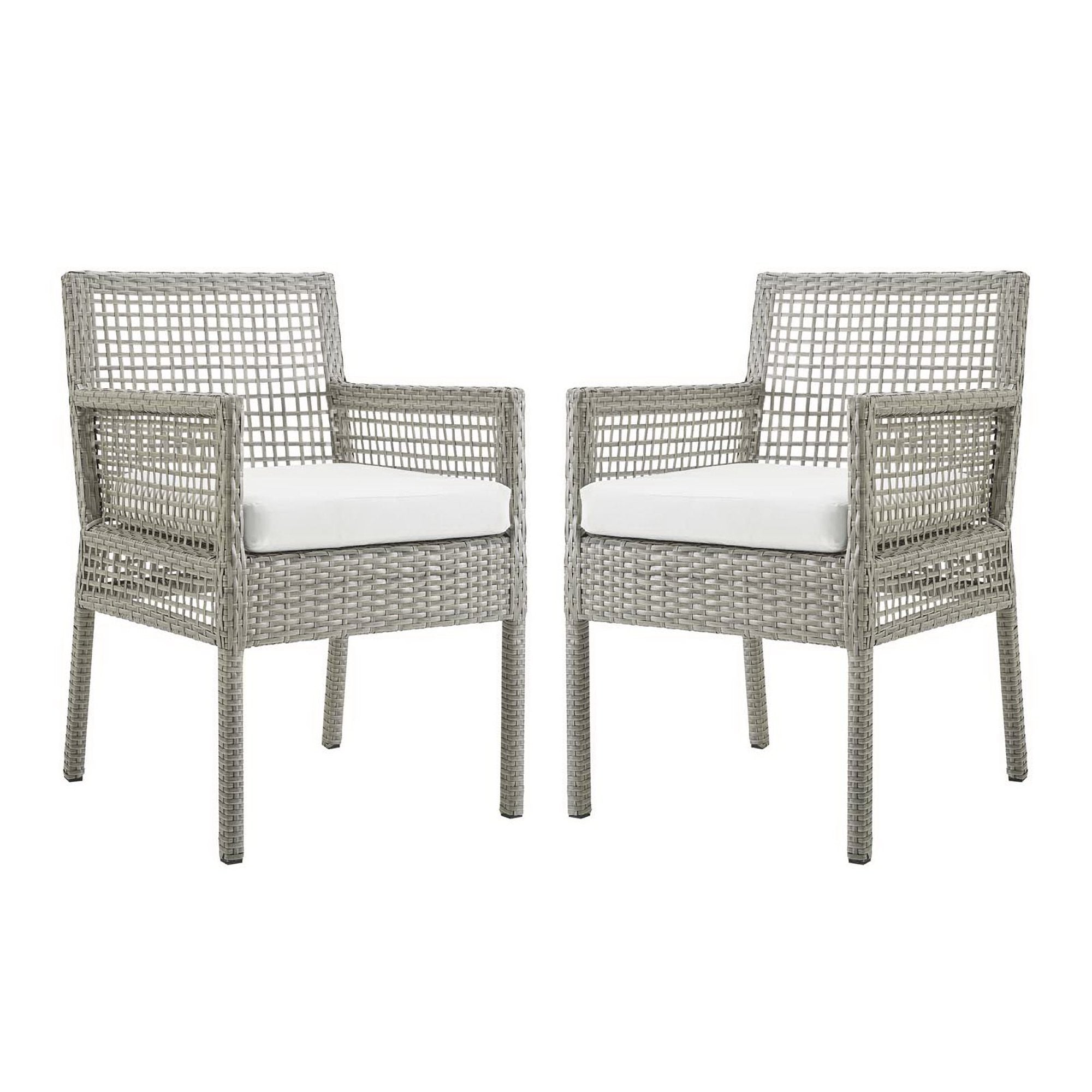 Aura Outdoor Patio Wicker Rattan Dining Armchair Set of 2