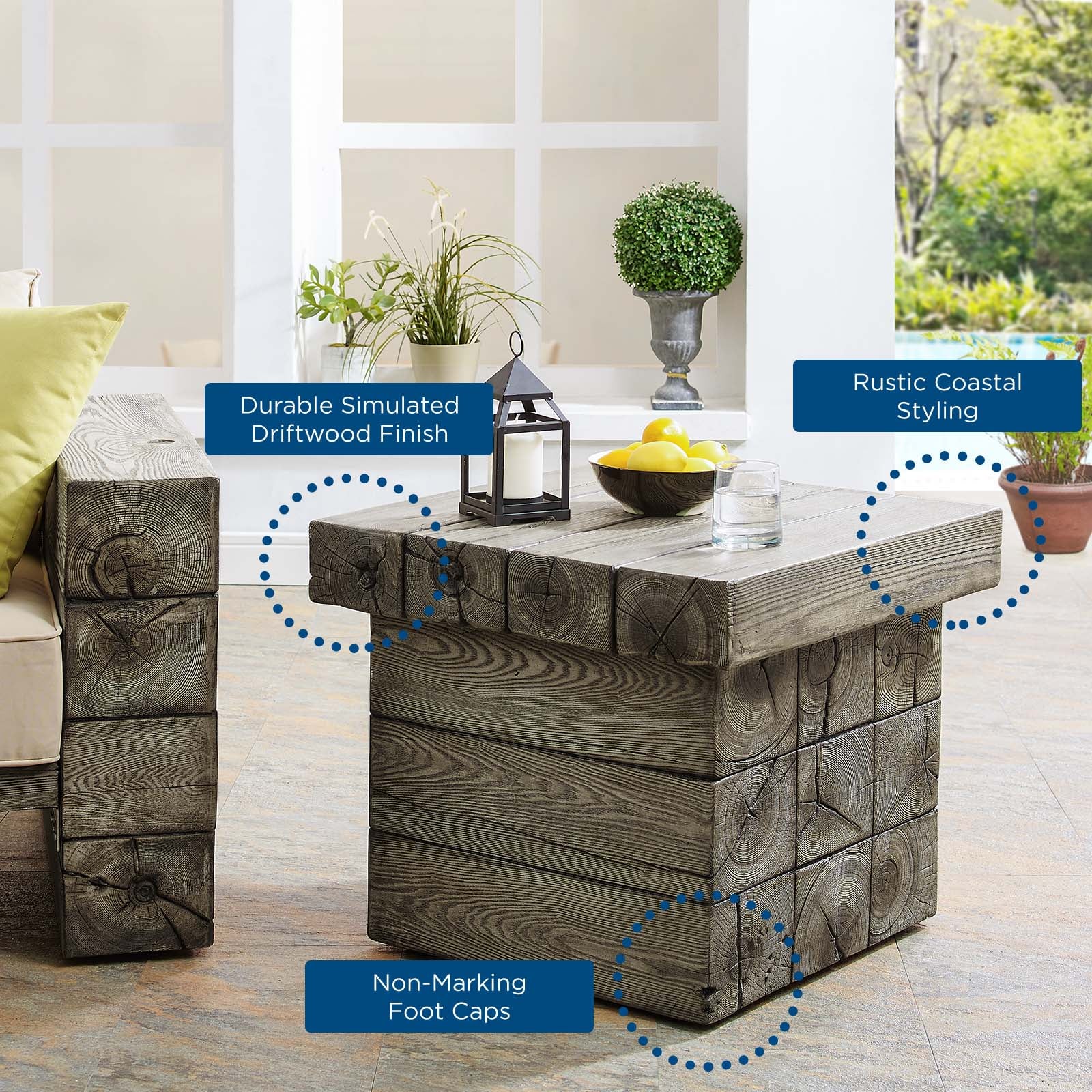 Manteo Rustic Coastal Outdoor Patio Side Table-Outdoor End Table-Modway-Wall2Wall Furnishings