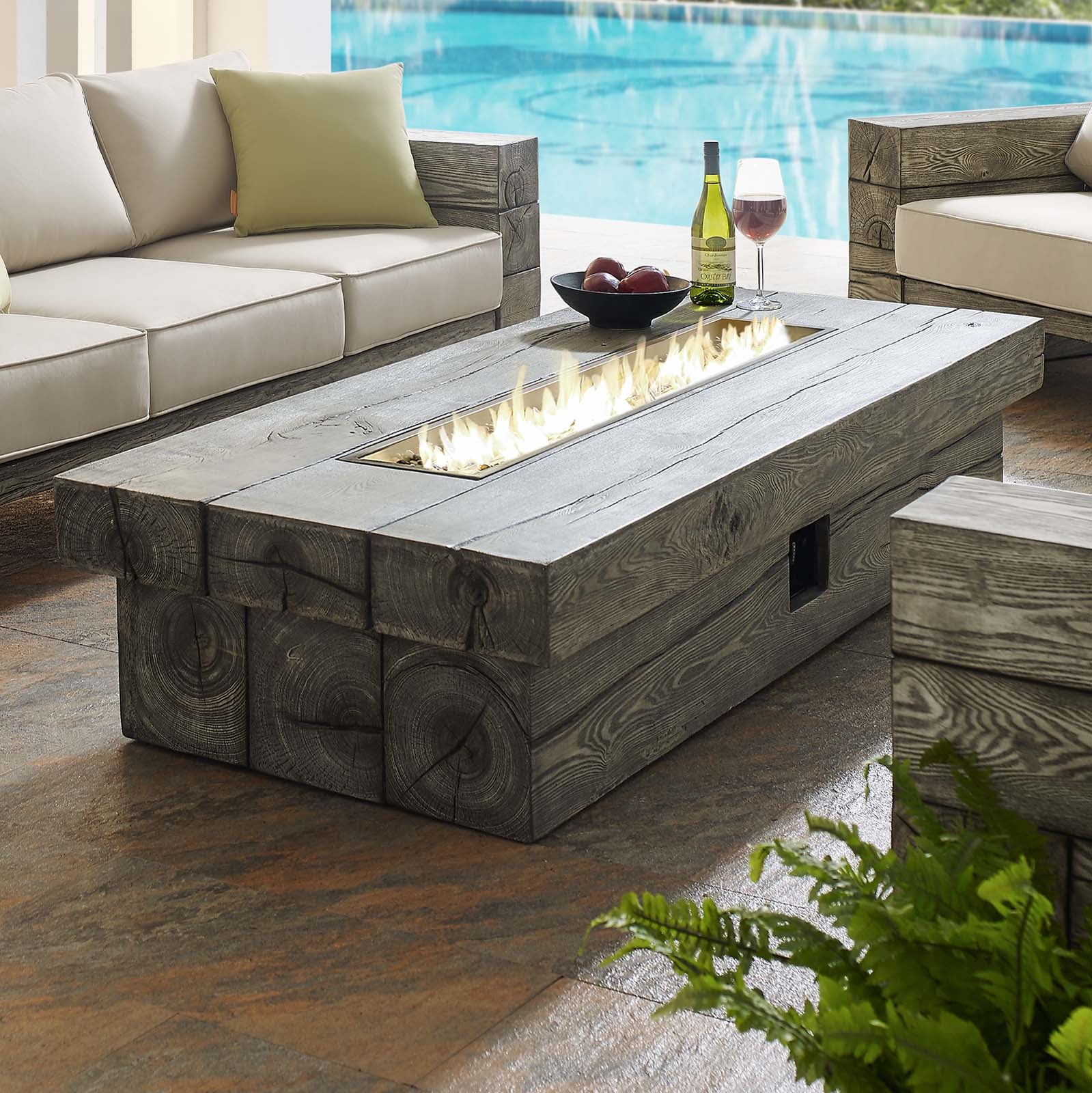 Manteo 70" Rectangular Outdoor Patio Fire Pit Table-Fire Pit-Modway-Wall2Wall Furnishings