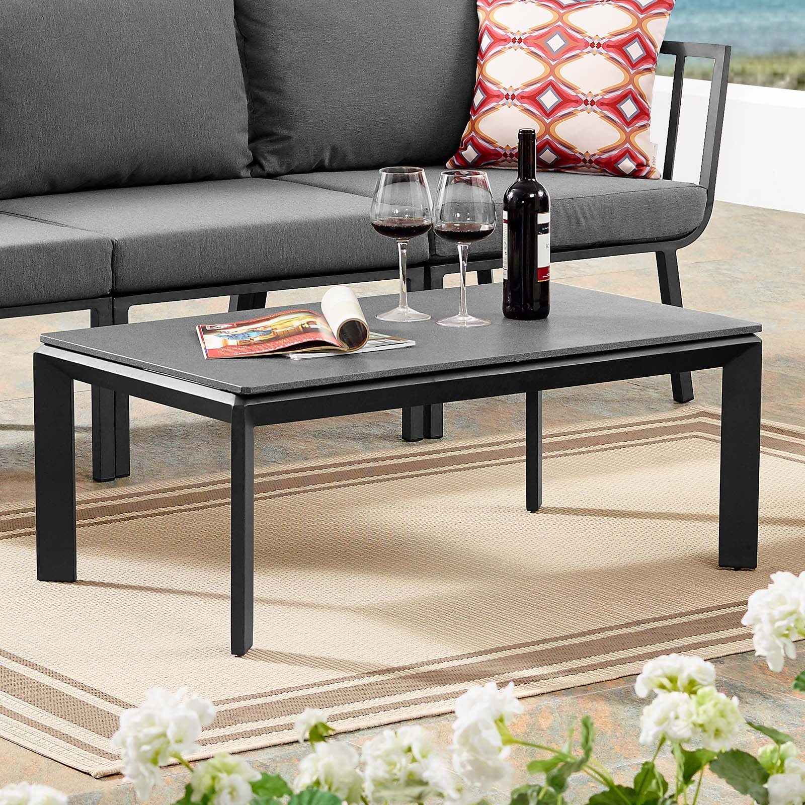 Riverside Aluminum Outdoor Patio Coffee Table-Outdoor Coffee Table-Modway-Wall2Wall Furnishings