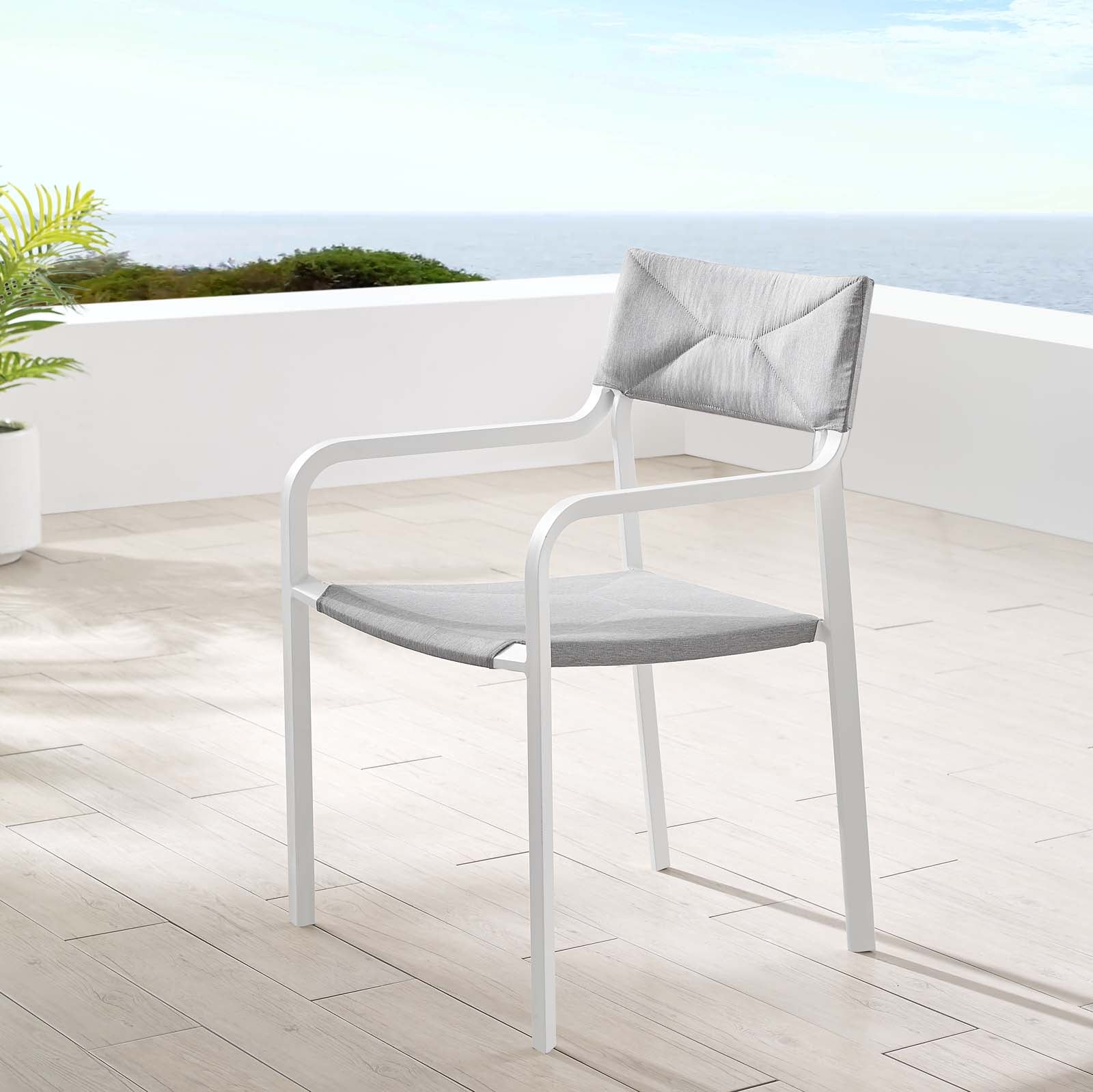 Raleigh Stackable Outdoor Patio Aluminum Dining Armchair-Outdoor Dining Chair-Modway-Wall2Wall Furnishings