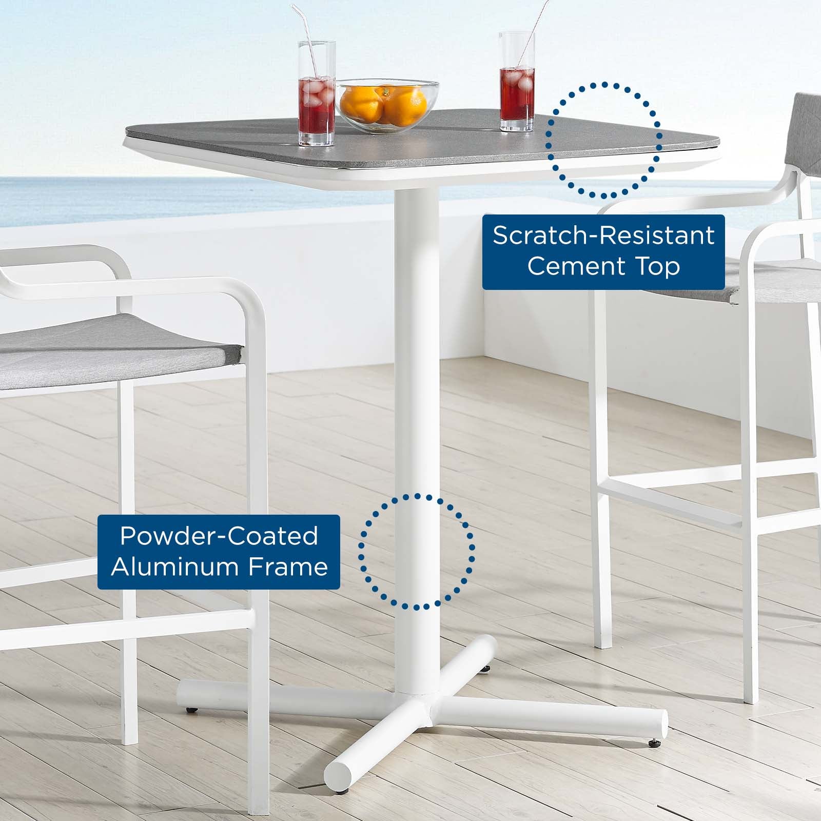 Raleigh Outdoor Patio Aluminum Bar Table-Outdoor Bar Table-Modway-Wall2Wall Furnishings