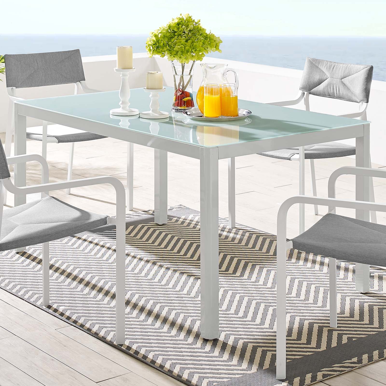 Raleigh 59" Outdoor Patio Aluminum Dining Table-Outdoor Dining Table-Modway-Wall2Wall Furnishings