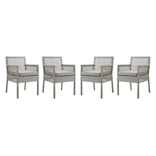 Aura Outdoor Patio Wicker Rattan Dining Armchair Set of 4