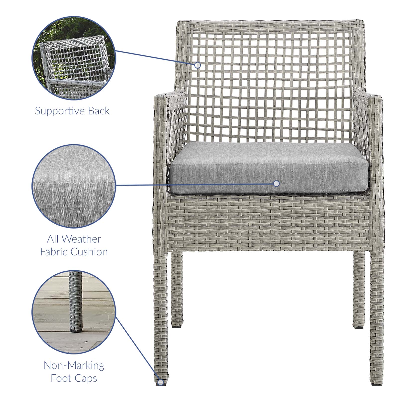 Aura Dining Armchair Outdoor Patio Wicker Rattan Set of 4-Outdoor Set-Modway-Wall2Wall Furnishings